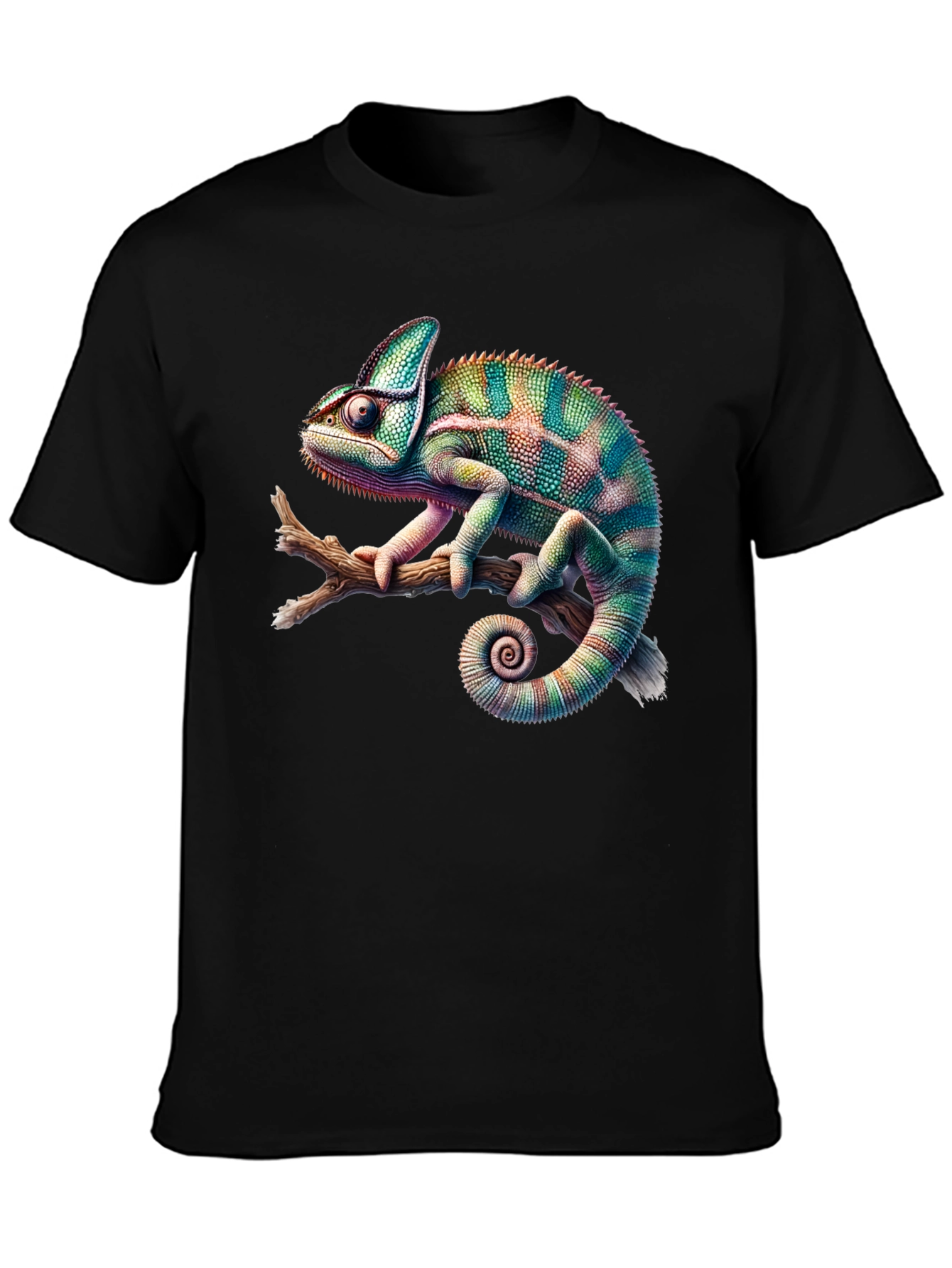 Black Chameleon Print Black T-Shirt view 3