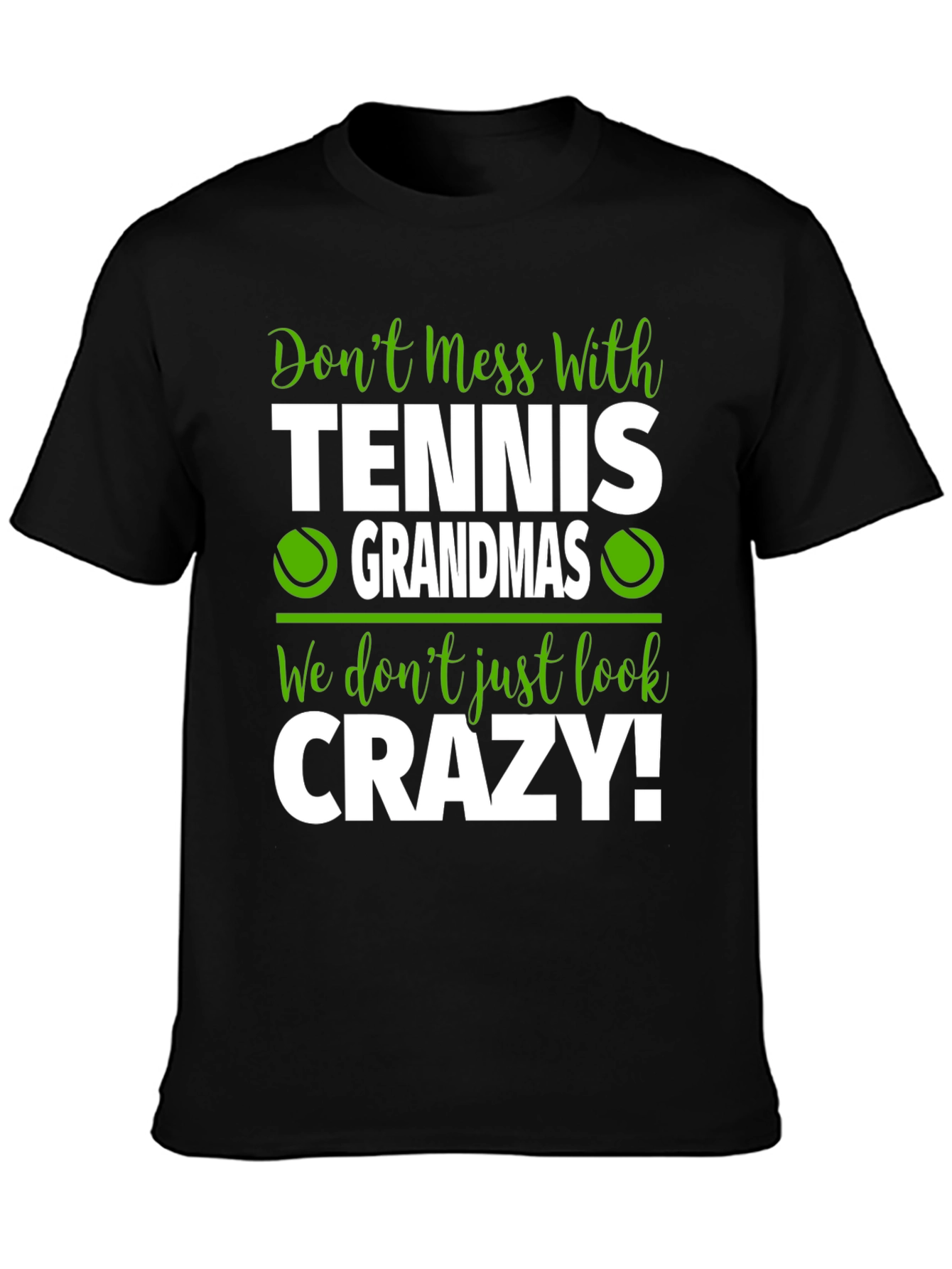 Black Tennis Grandmas Funny Graphic T-Shirt view 3