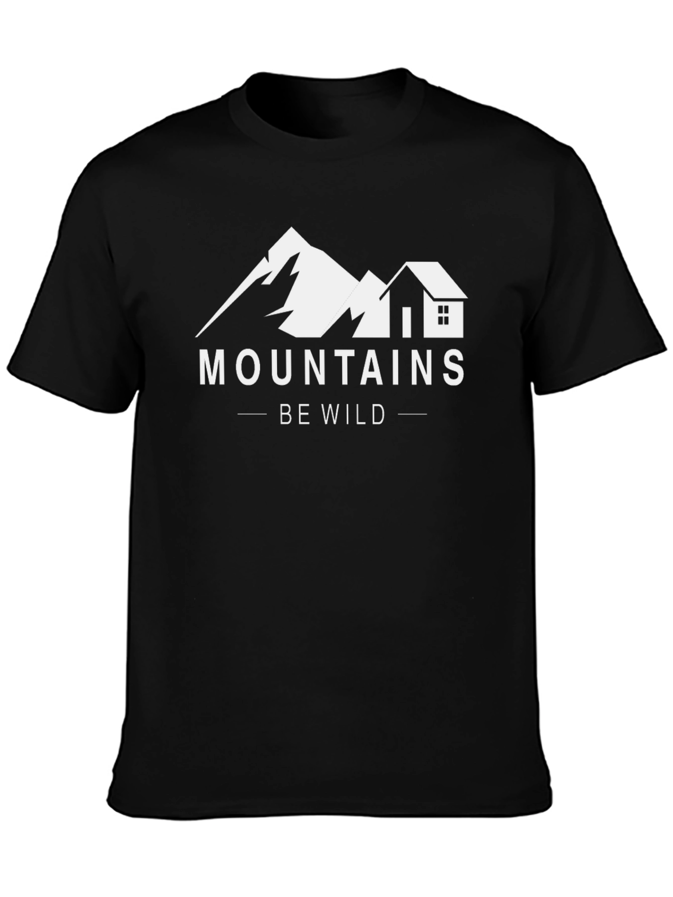 Black Mountains Be Wild Graphic Tee - Black Cotton T-Shirt view 3