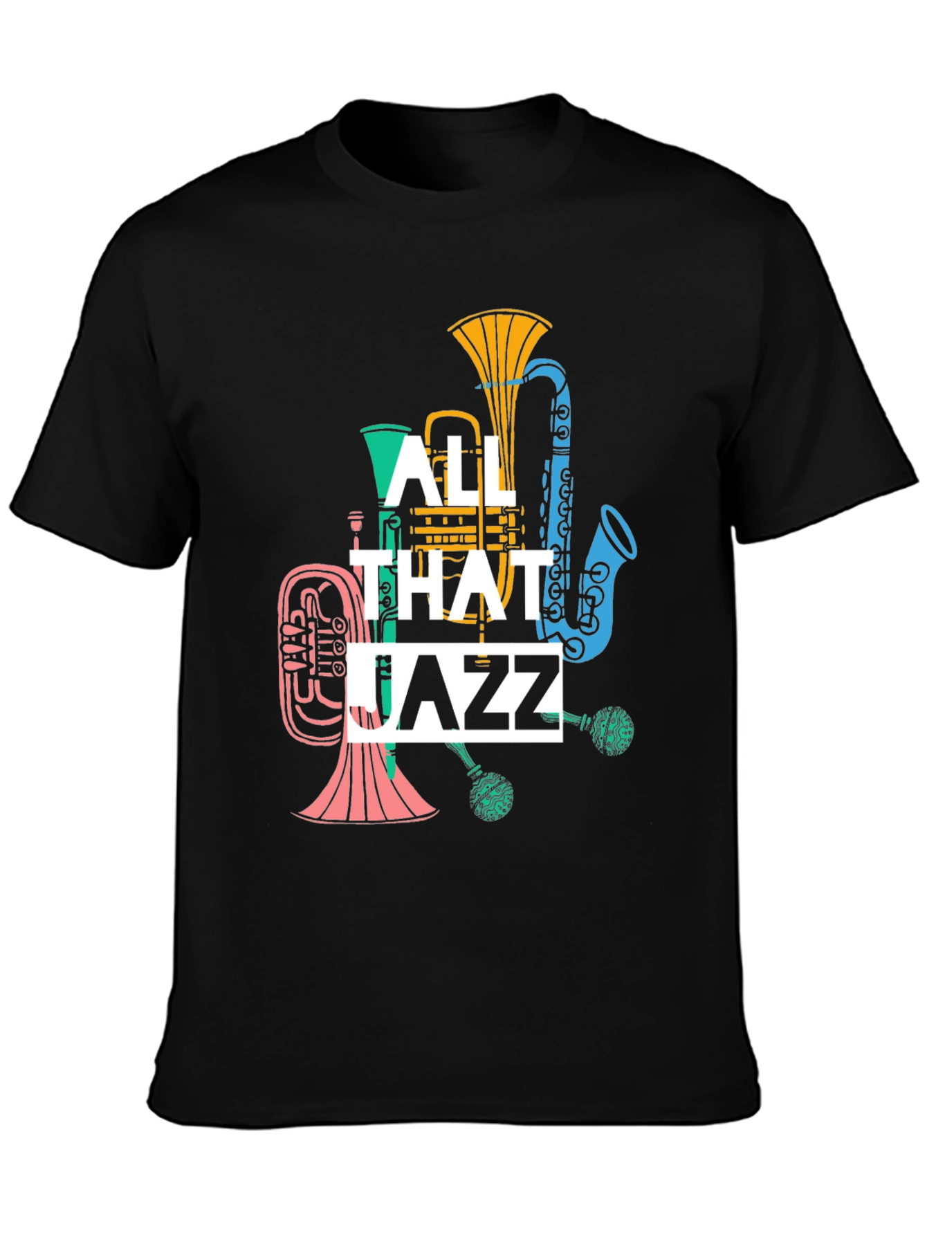 Black All That Jazz Graphic T-Shirt - Musical Instrument Design view 3