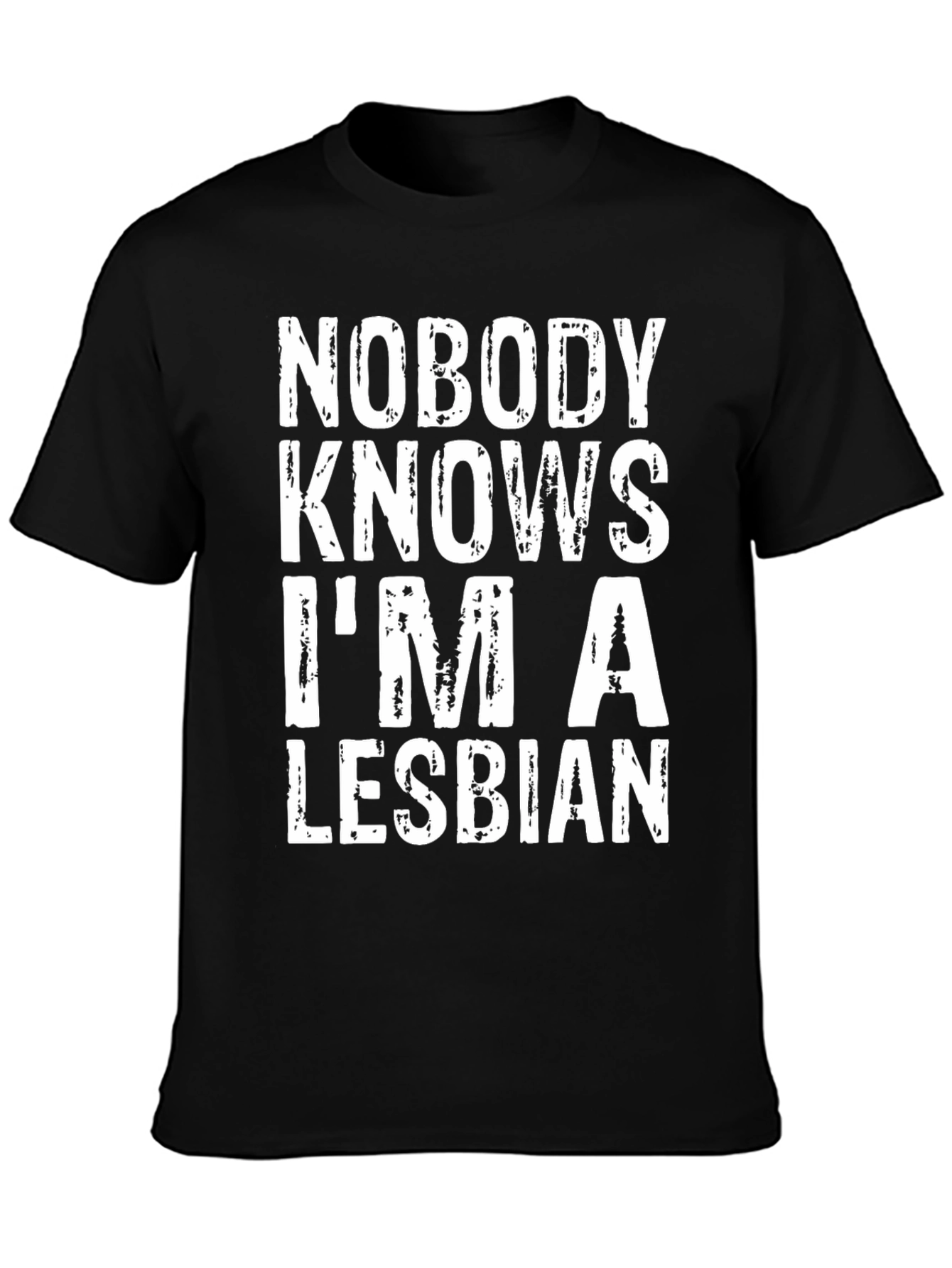 Black Nobody Knows I'm A Lesbian Graphic T-Shirt view 3