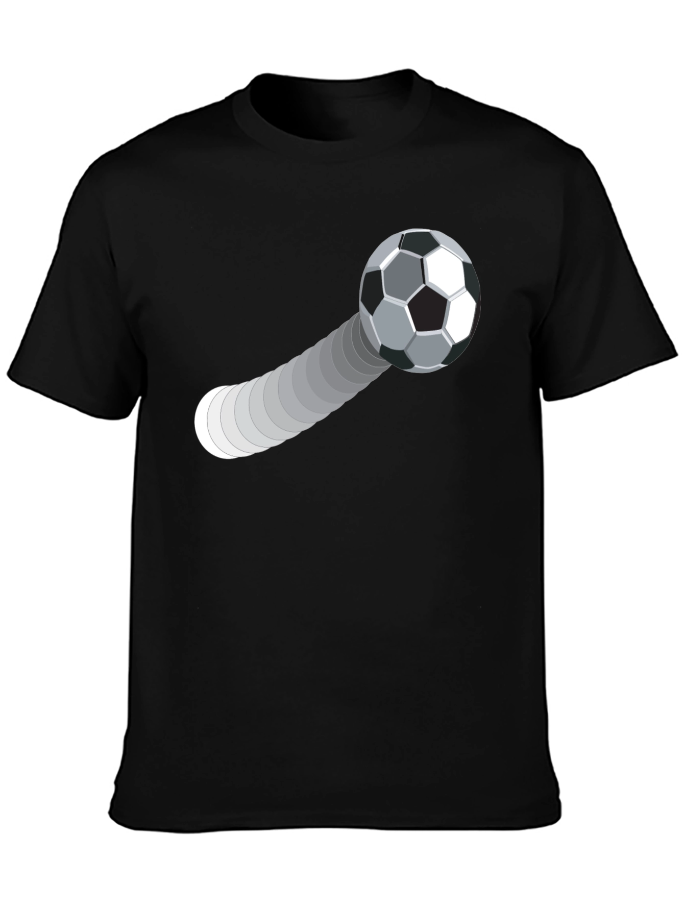 Black Soccer Ball Trajectory Graphic Tee - Black Cotton T-Shirt view 3