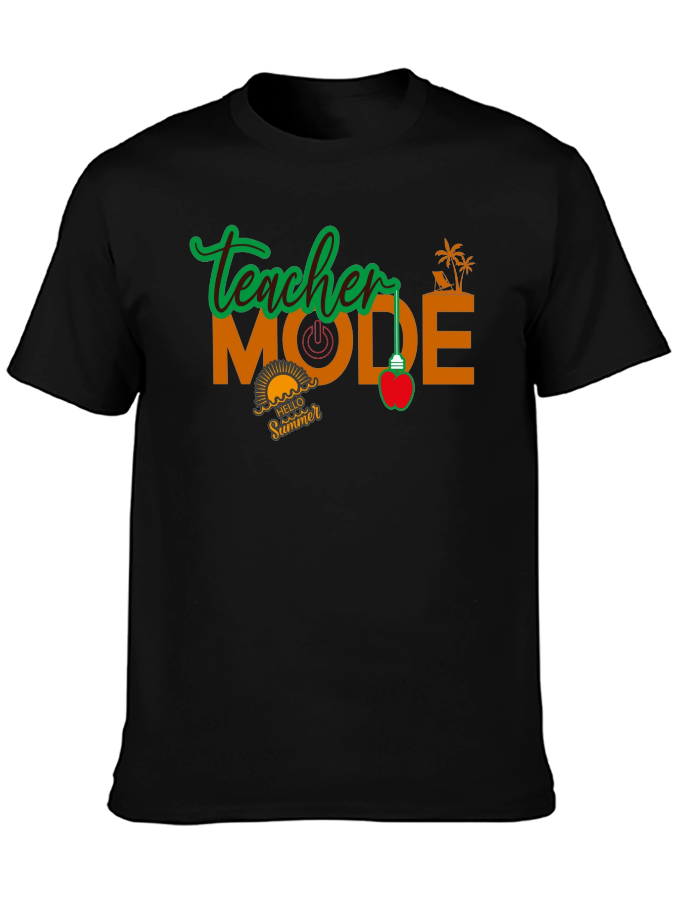 Black Teacher Mode Summer Black T-Shirt view 3