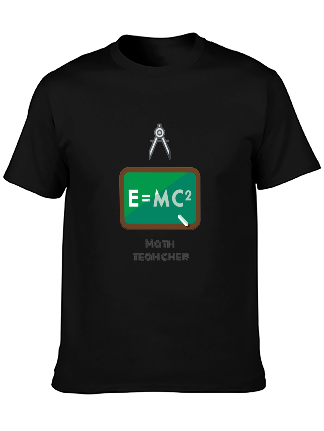 Black Math Teacher T-Shirt - E=MC2 Design view 3