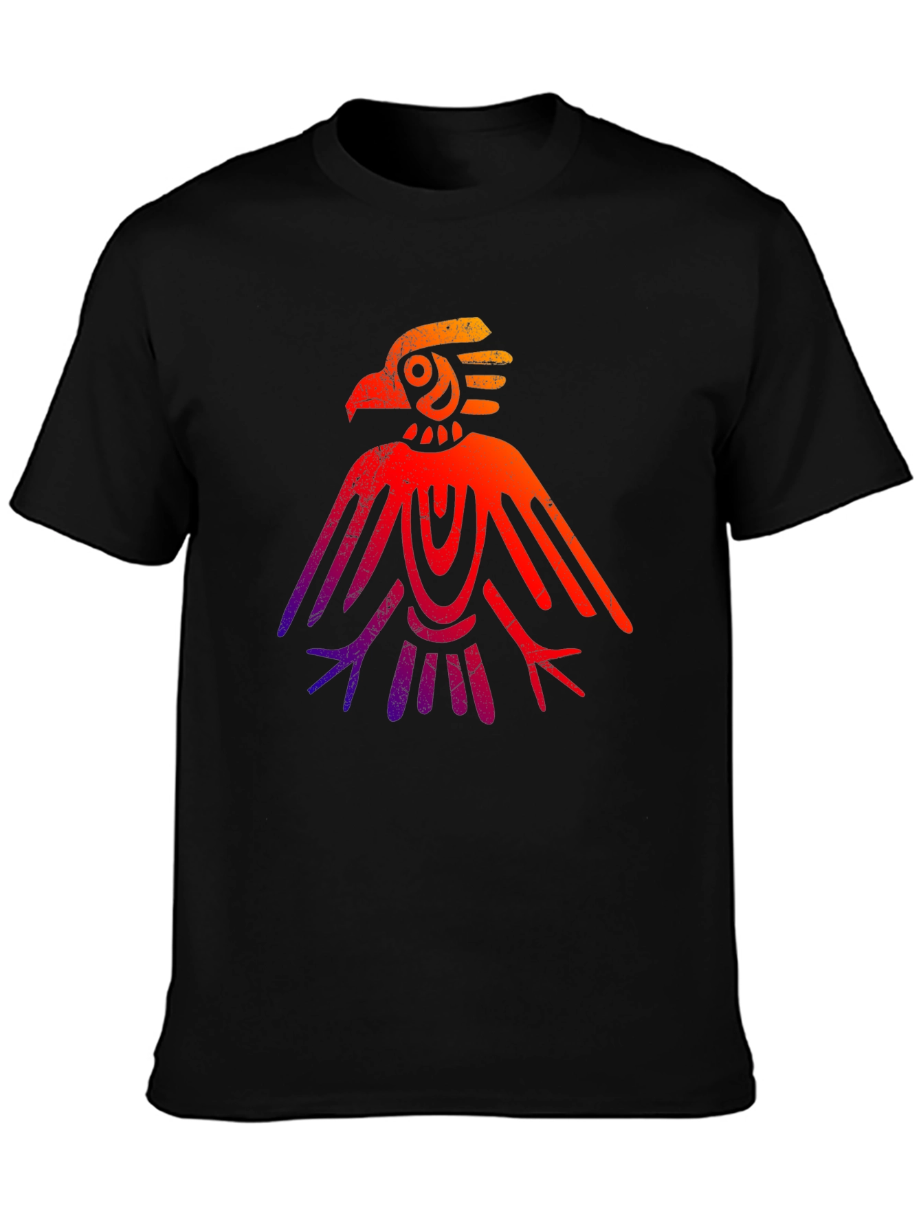 Black Aztec Eagle Graphic Tee - Gradient Design view 3