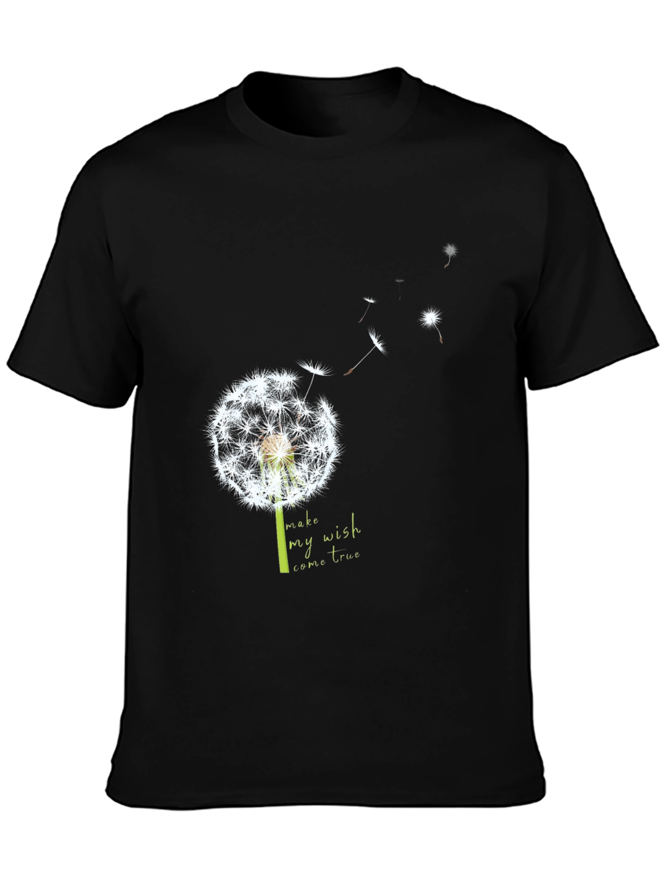 Black Dandelion Wish T-Shirt - Black view 3