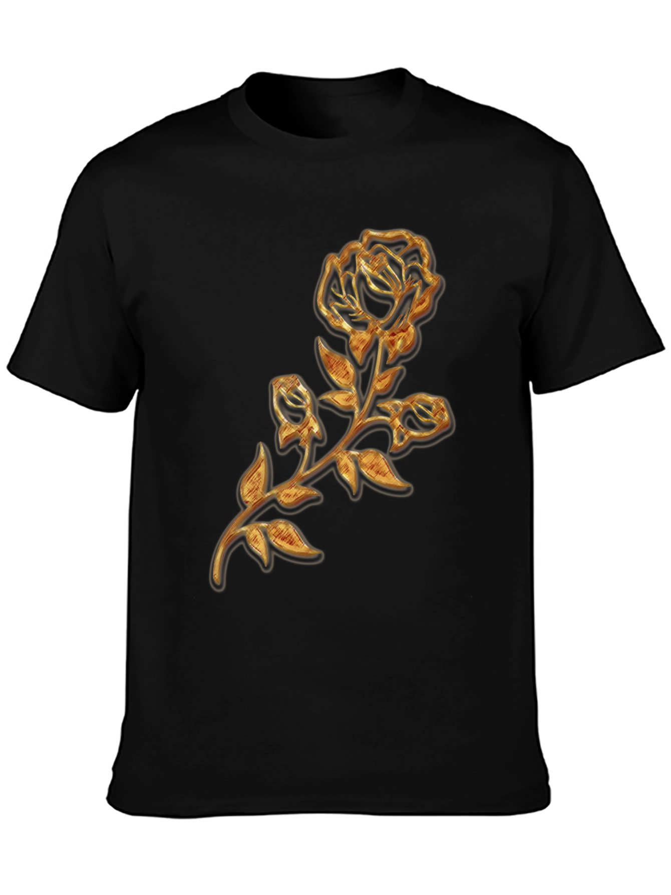 Black Golden Rose Embossed Graphic T-Shirt view 3