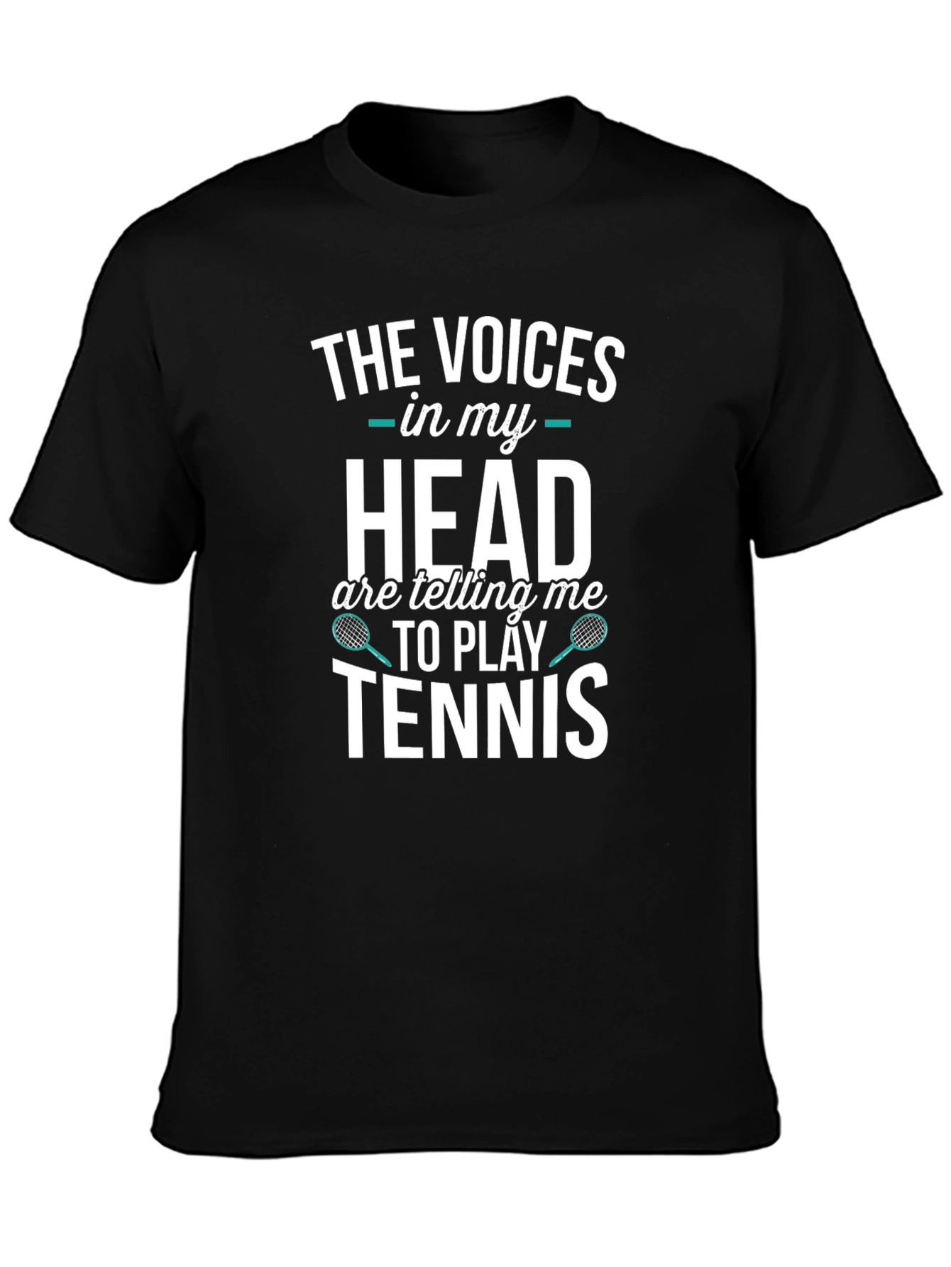 Black Tennis Player T-Shirt: Voices in My Head view 3