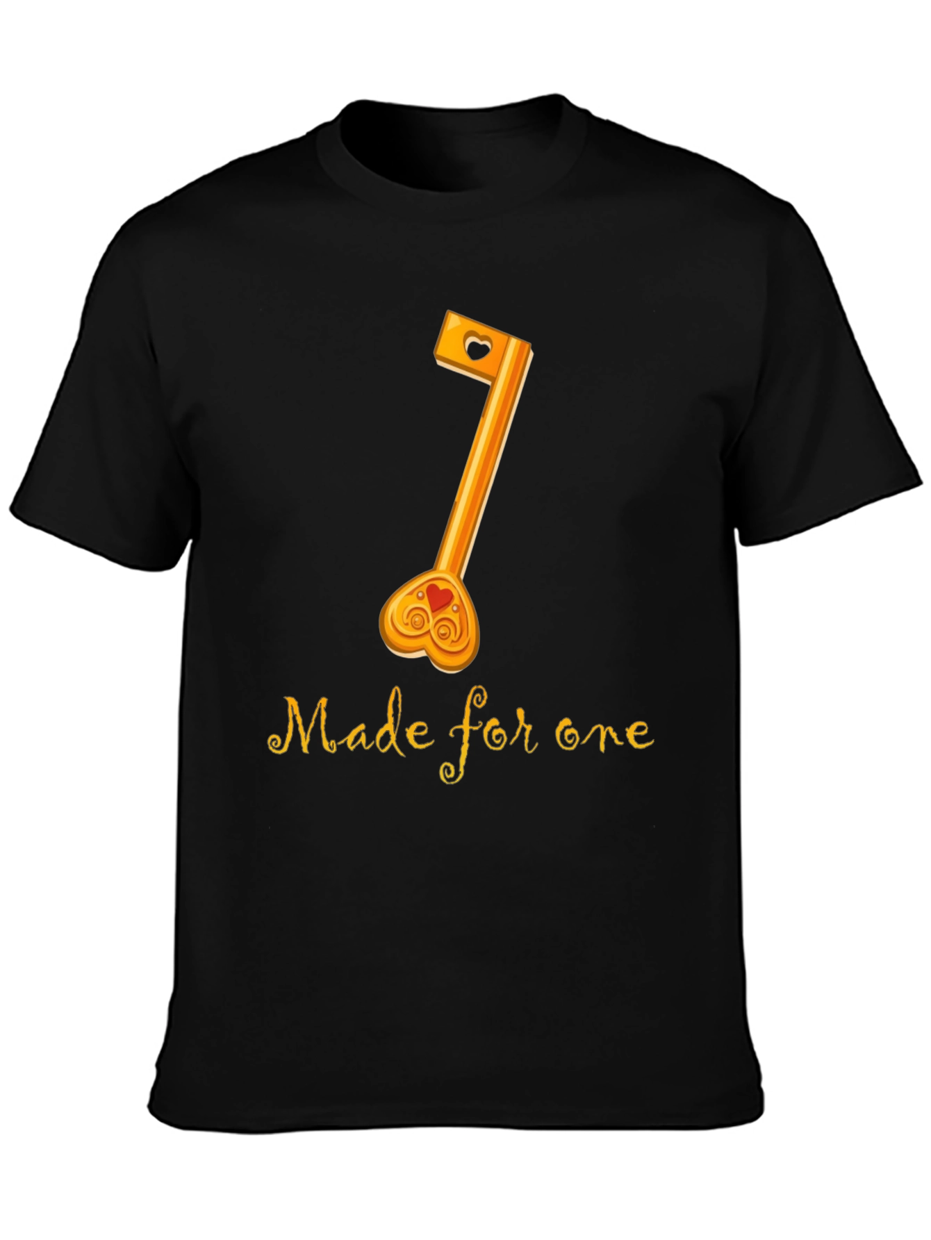 Black Made For One Black T-Shirt with Key Graphic view 3