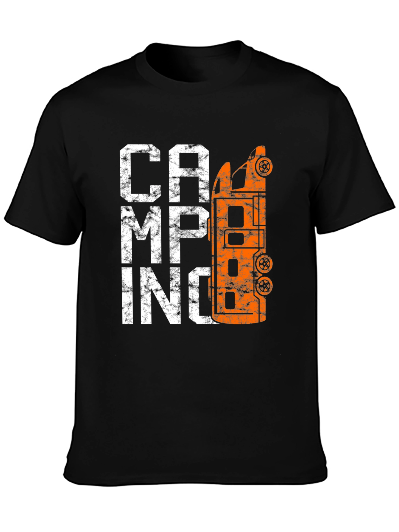 Black Camping Adventure T-Shirt - Black Graphic Tee view 3