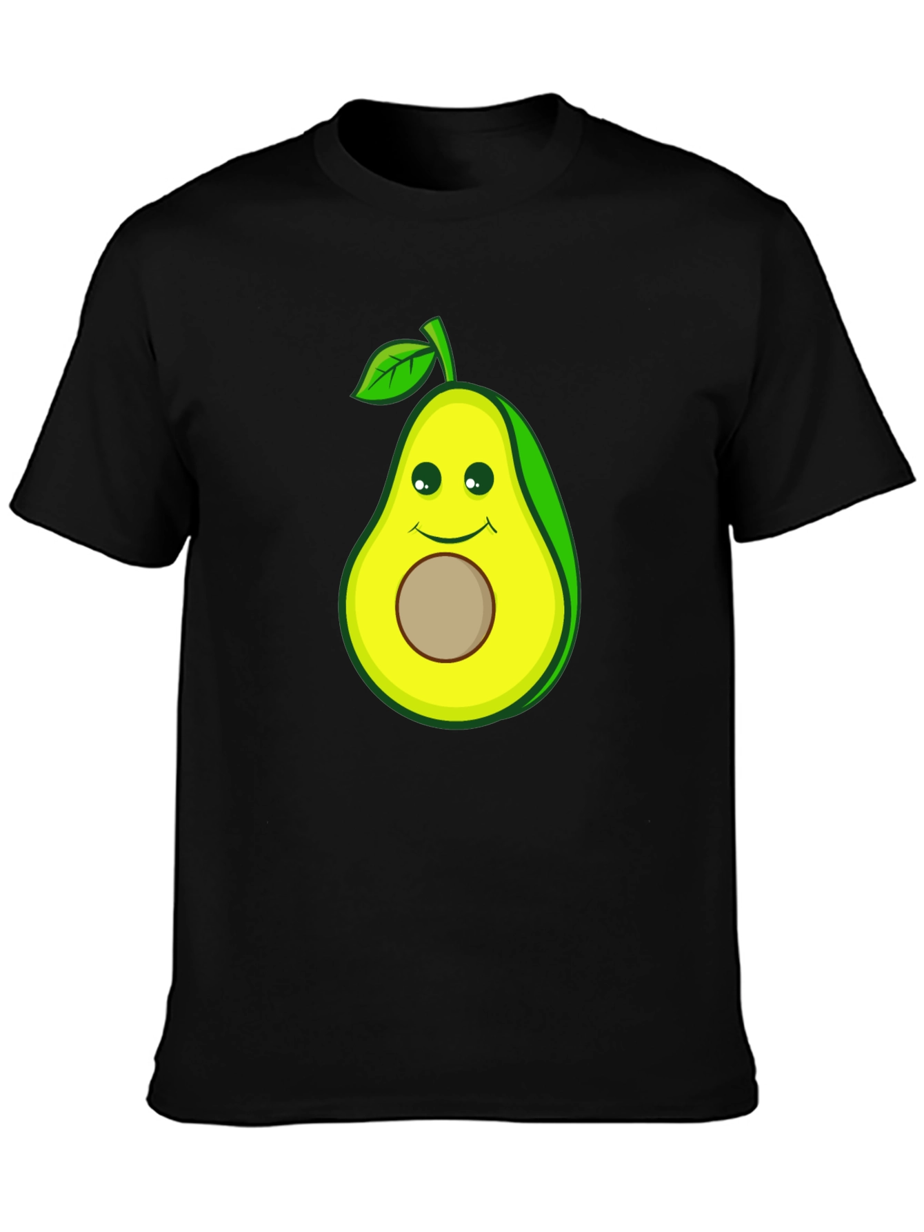 Black Funny Avocado Cartoon Graphic Tee - Black Cotton T-Shirt view 3