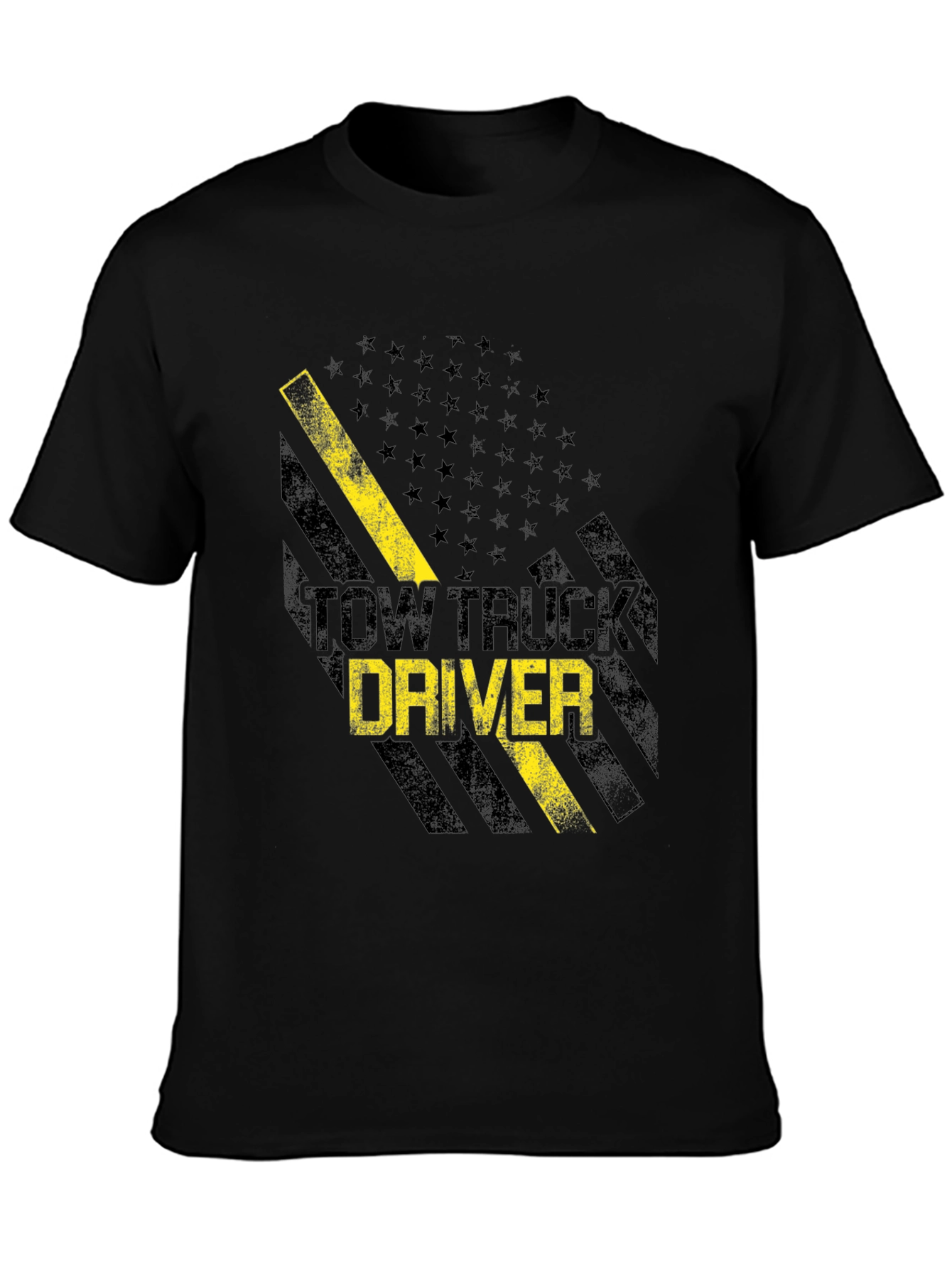 Black Tow Truck Driver Graphic Tee view 3