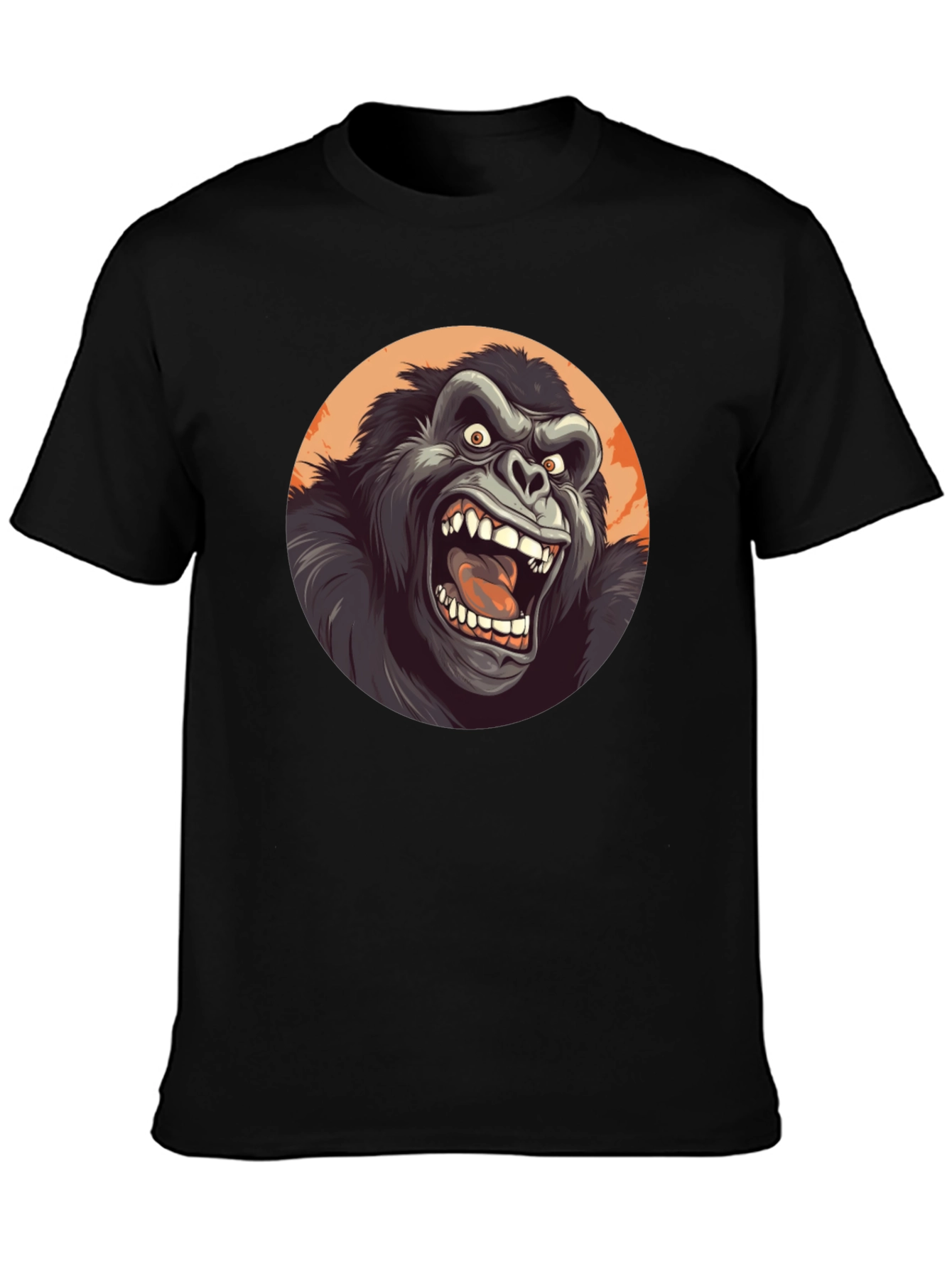 Black Roaring Gorilla Graphic Tee - Black Crew Neck view 3