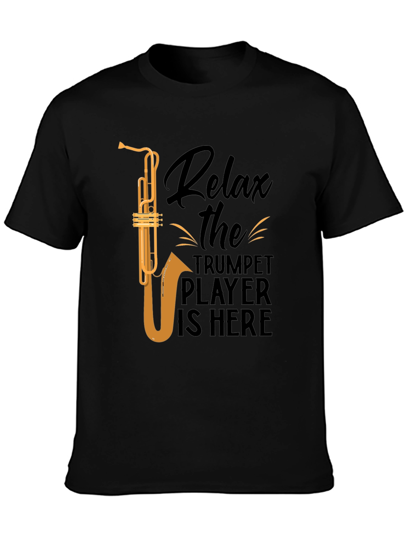 Black Relax Trumpet Player Graphic T-Shirt - Black view 3