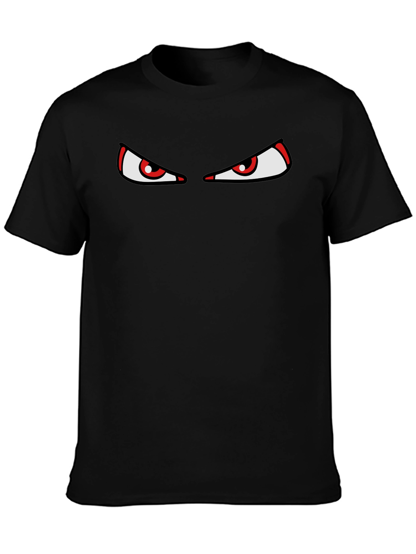 Black Men's Black T-Shirt with Red Eyes Graphic view 3