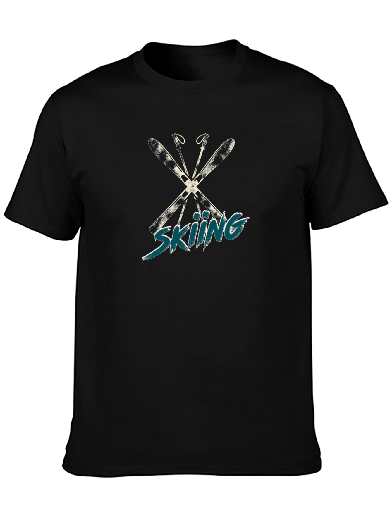 Black Skiing Graphic T-Shirt - Winter Sport Tee view 3