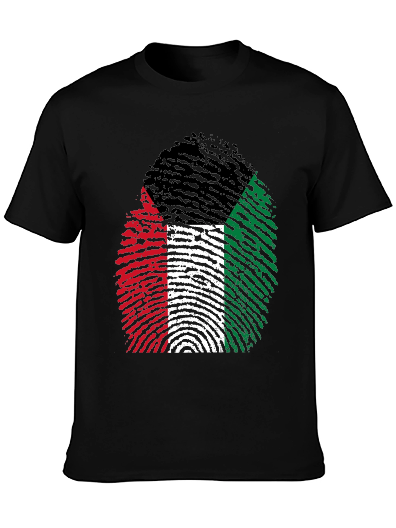 Black Unique Fingerprint Flag Graphic Tee view 3