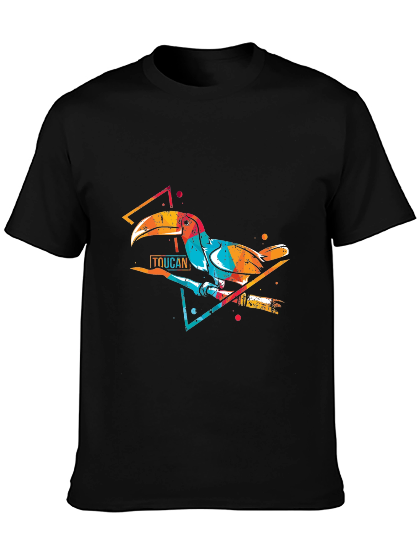 Black Vibrant Toucan Graphic Print Crew Neck T-Shirt view 3