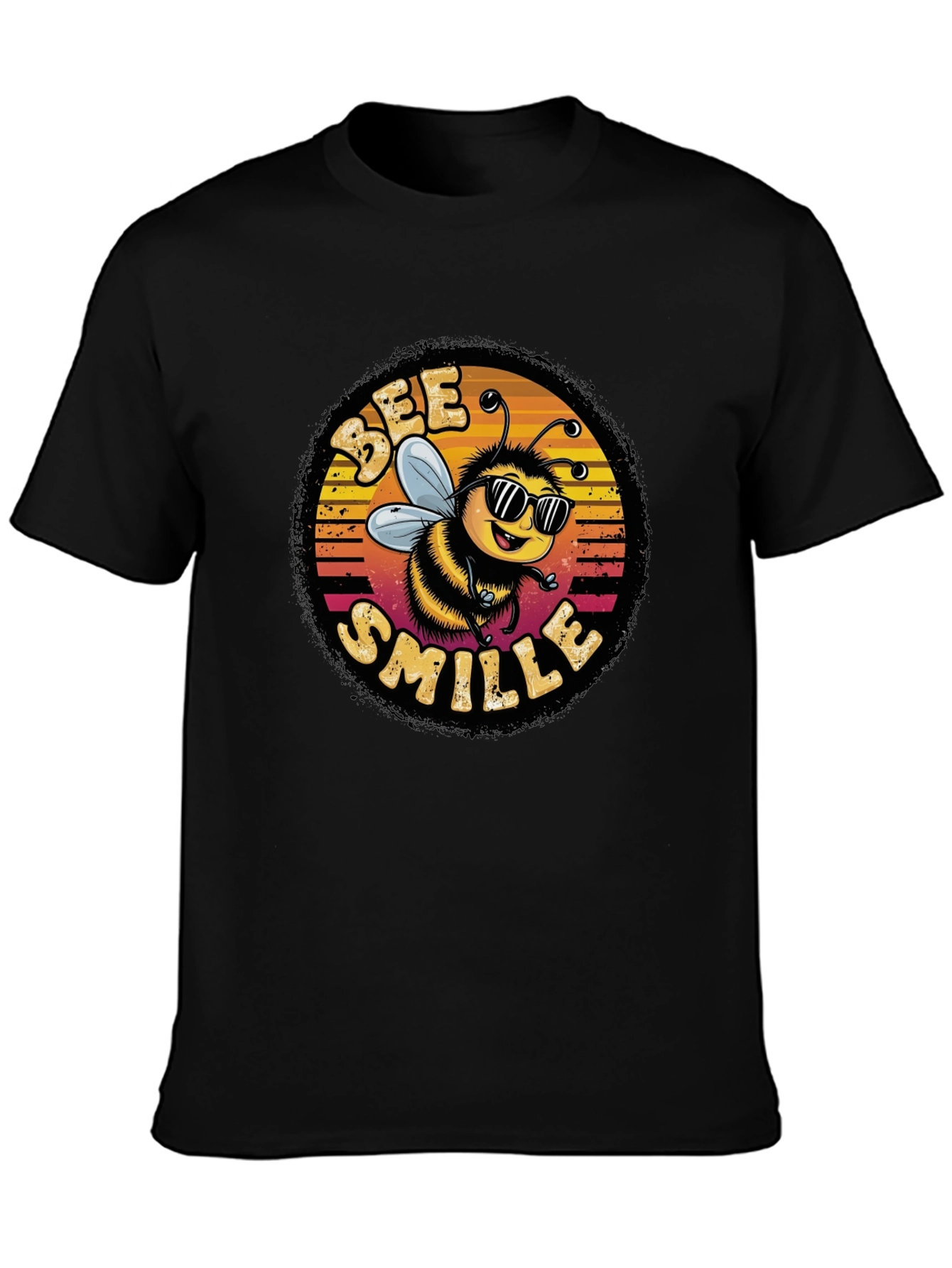 Black Bee Smile Graphic T-Shirt - Black view 3