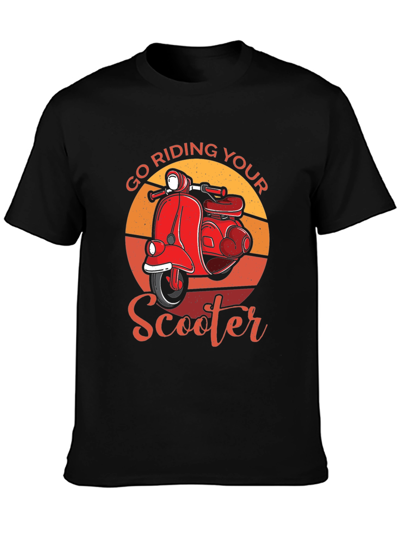 Black Go Riding Your Scooter Retro T-Shirt view 3