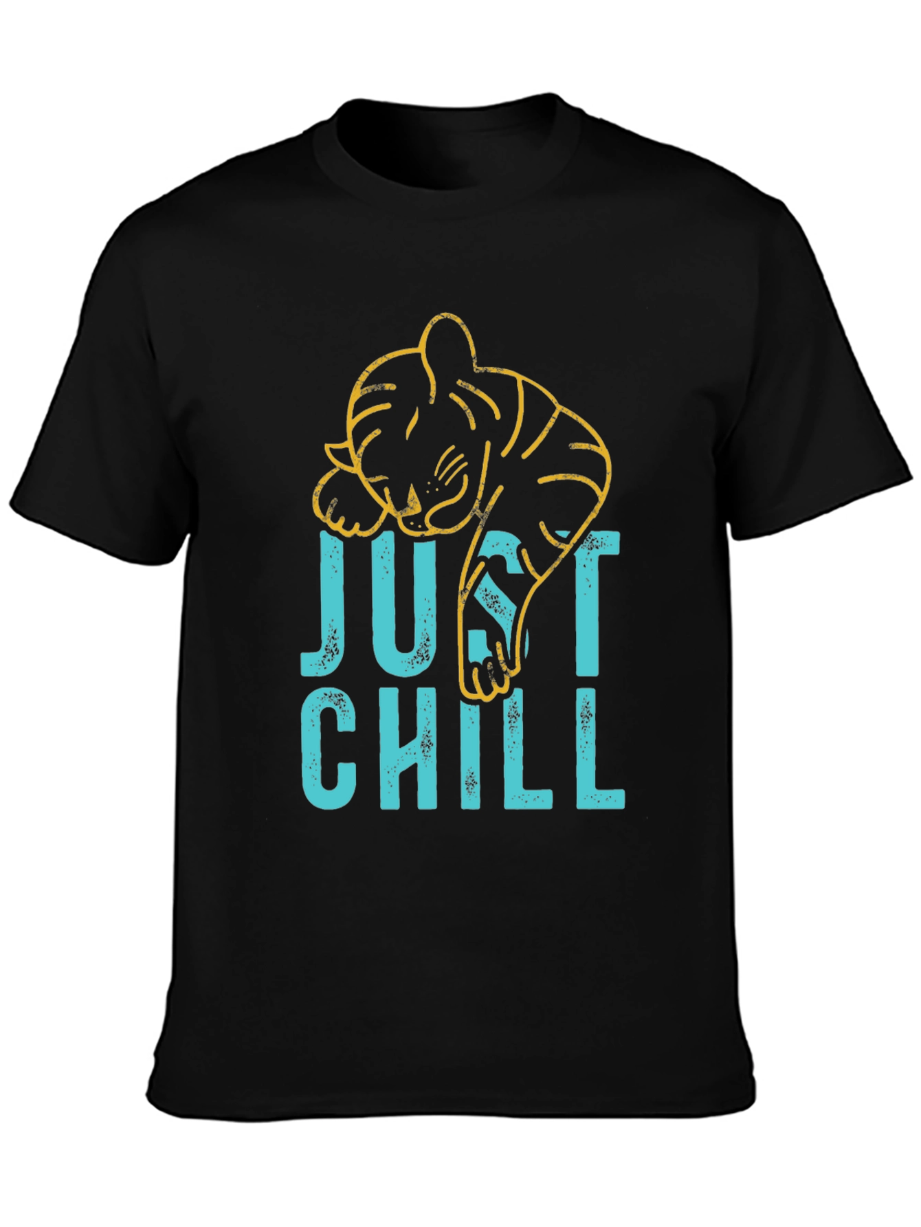 Black Just Chill Graphic Tee - Lazy Tiger Design view 3