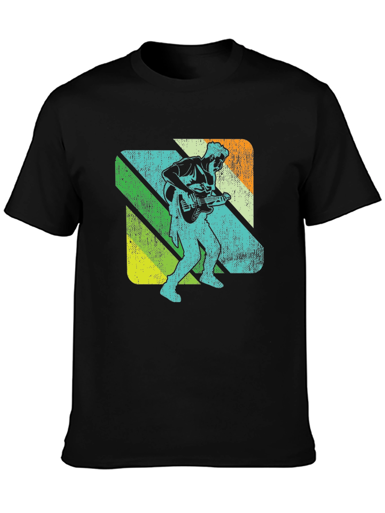 Black Retro Guitarist Graphic Tee - Black view 3