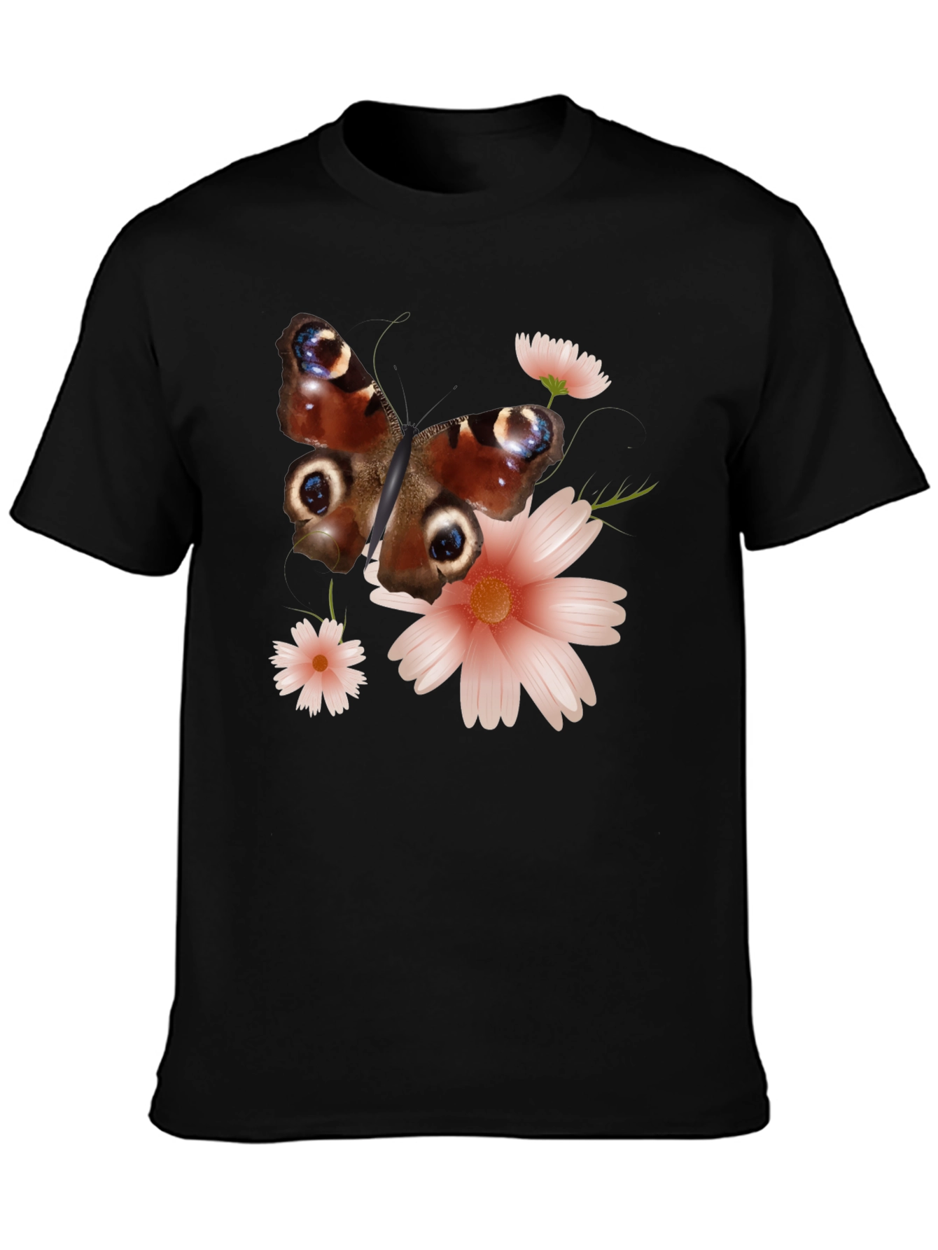 Black Butterfly & Floral Graphic Tee view 3