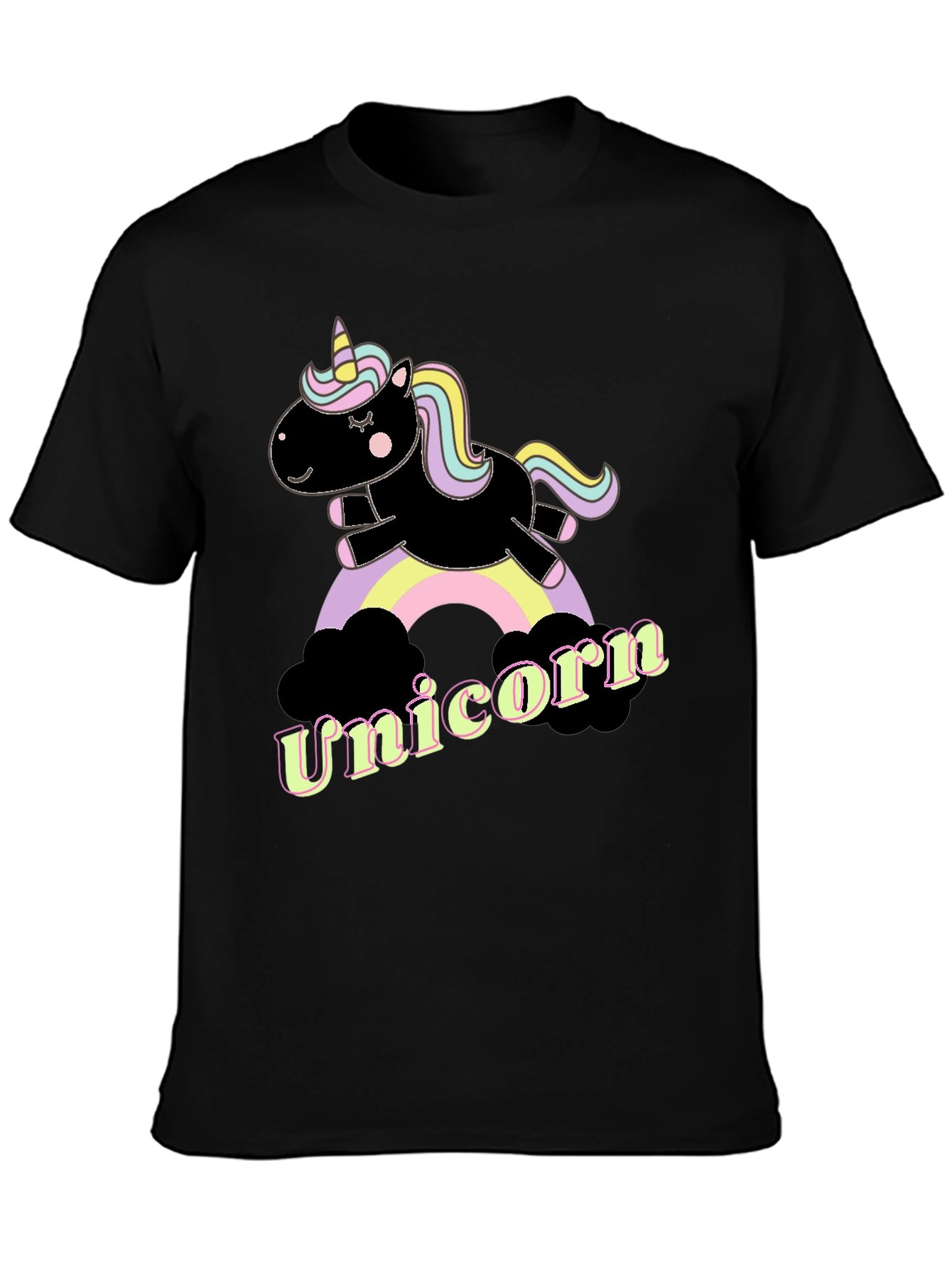 Black Unicorn Rainbow Graphic T-Shirt - Fun & Stylish view 3