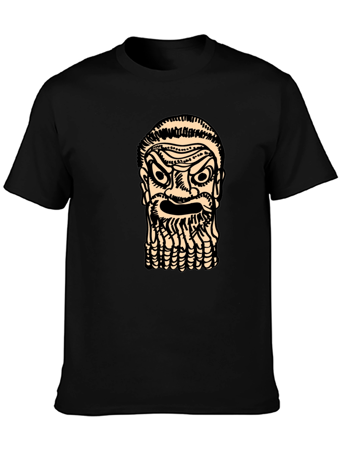 Black Graphic Tee: Ancient Face Black T-Shirt view 3