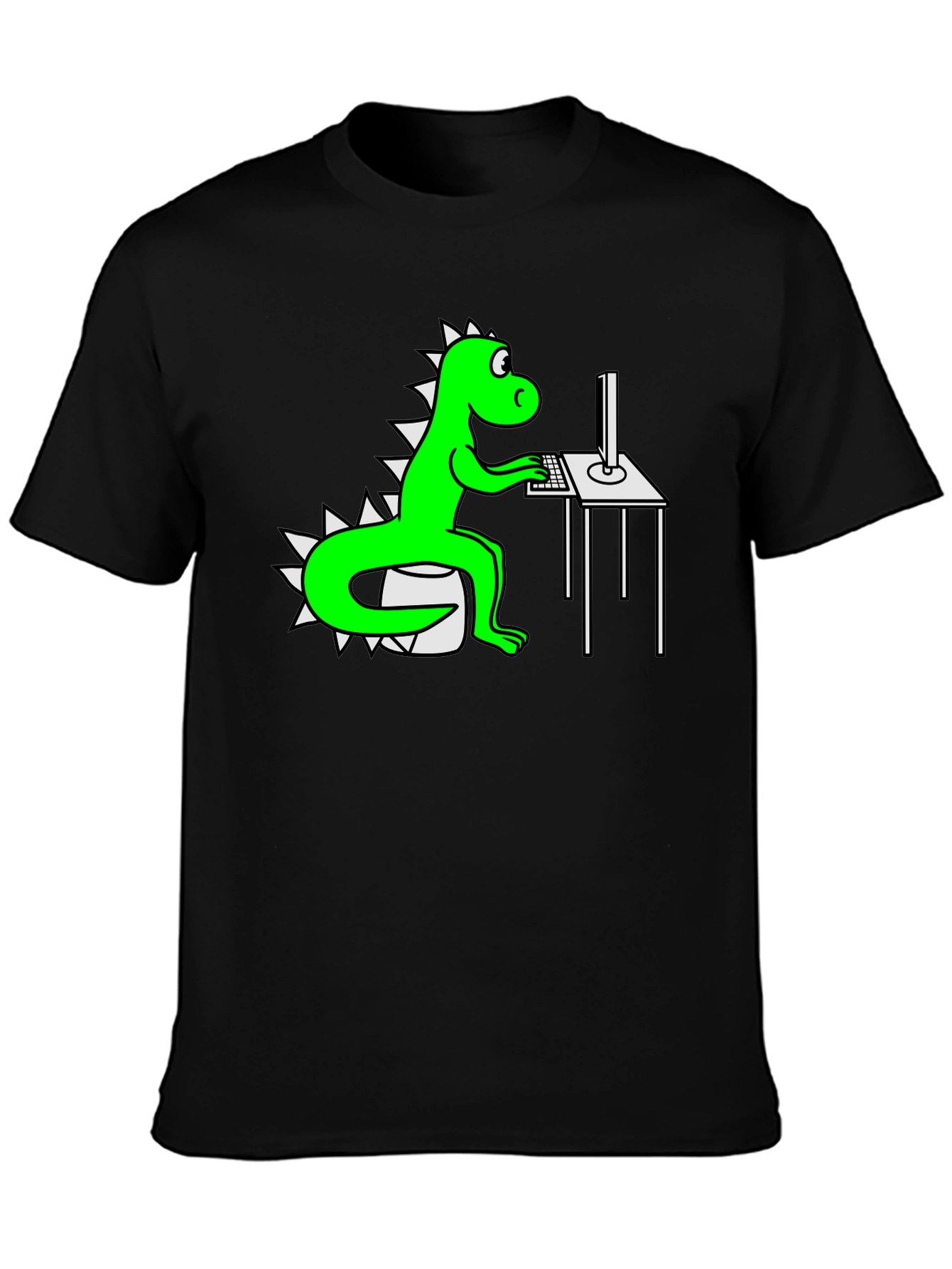 Black Dinosaur Programmer T-Shirt view 3