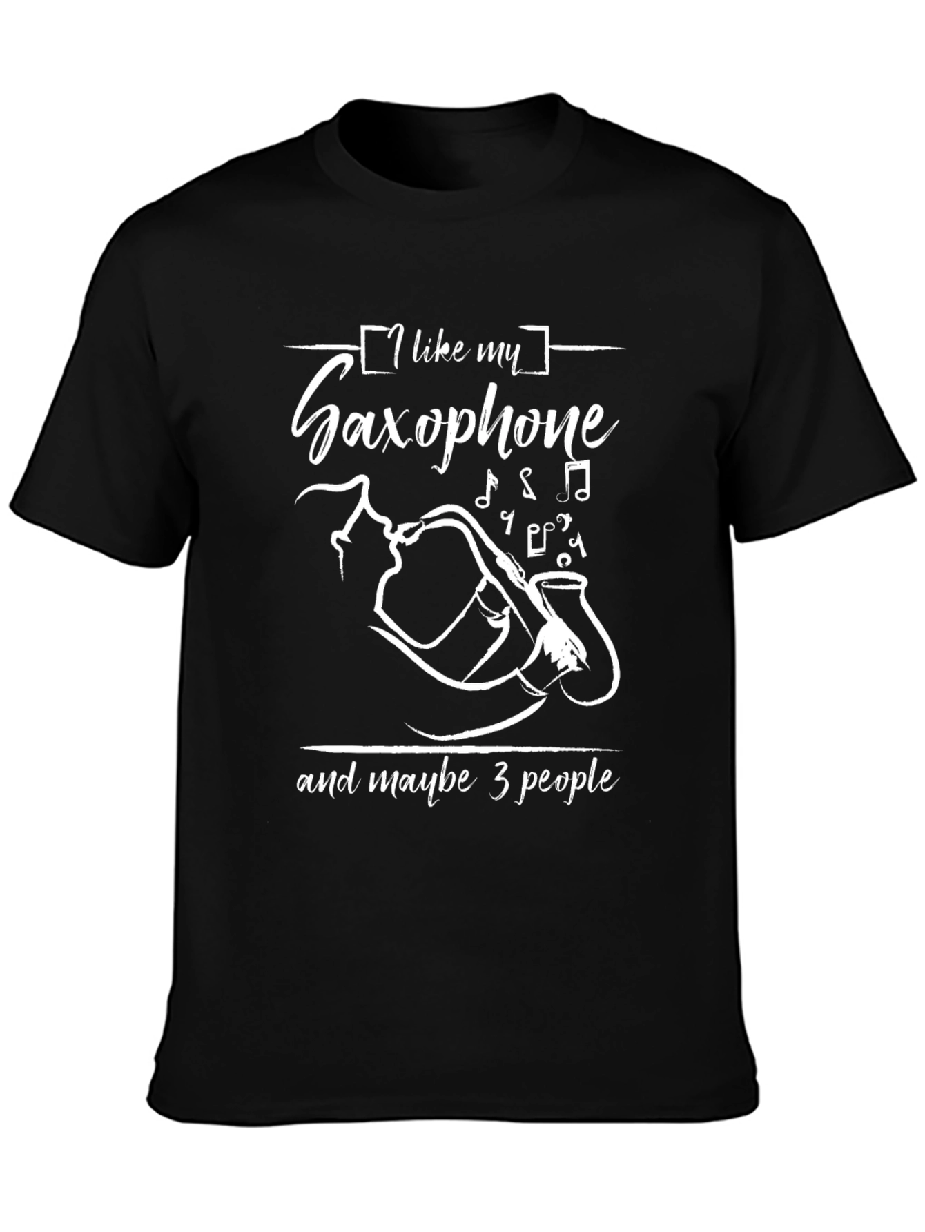 Black Saxophone Lover Graphic Tee - Black Cotton Comfort view 3