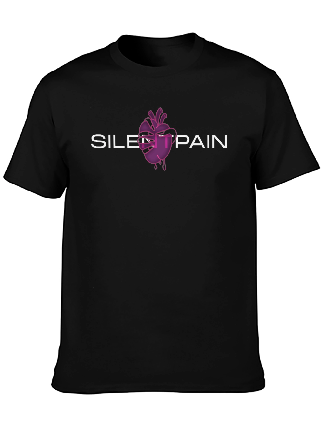 Black Silent Pain Graphic T-Shirt - Black view 3
