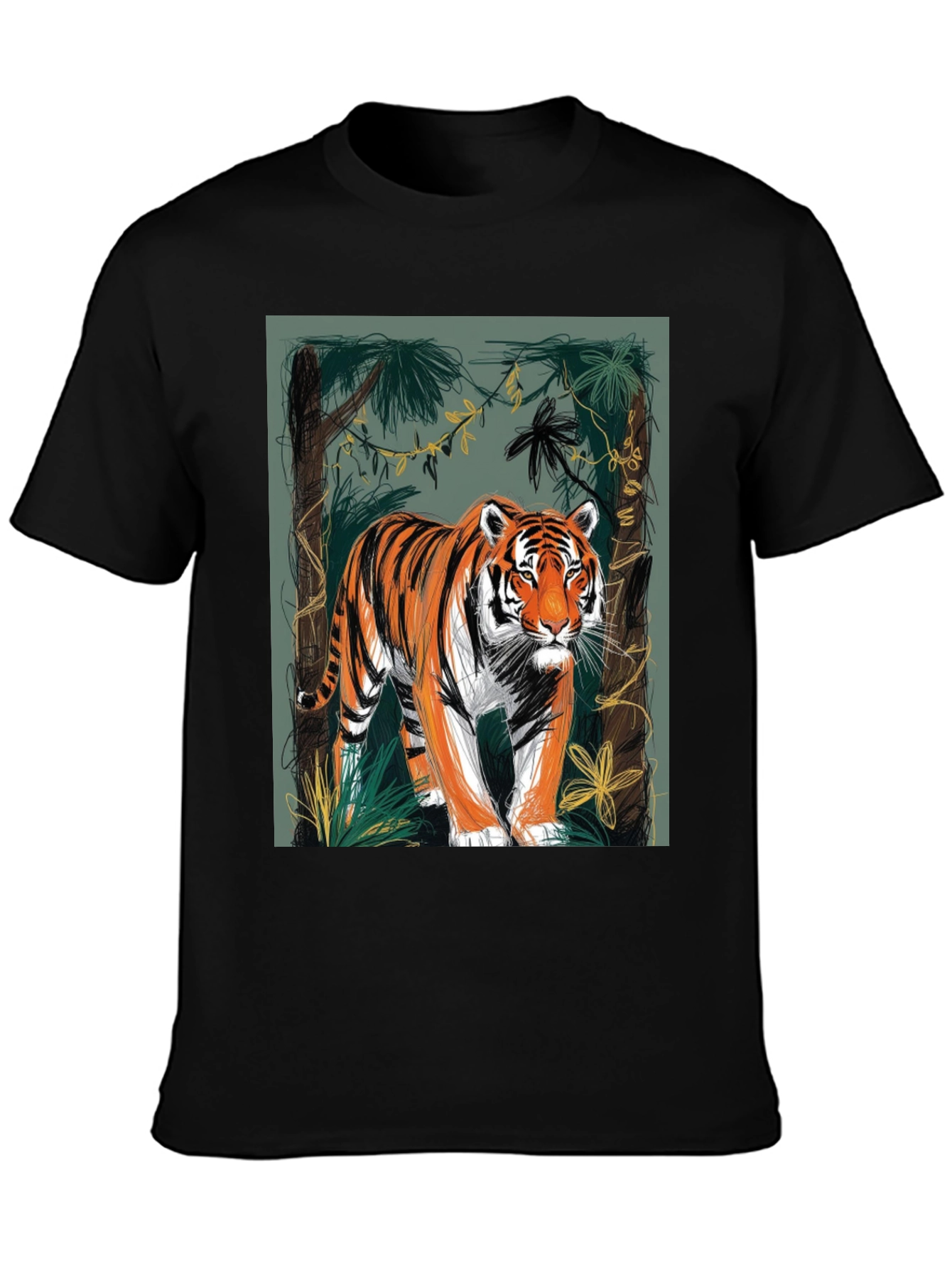 Black Tiger Graphic Tee - Jungle Design view 3