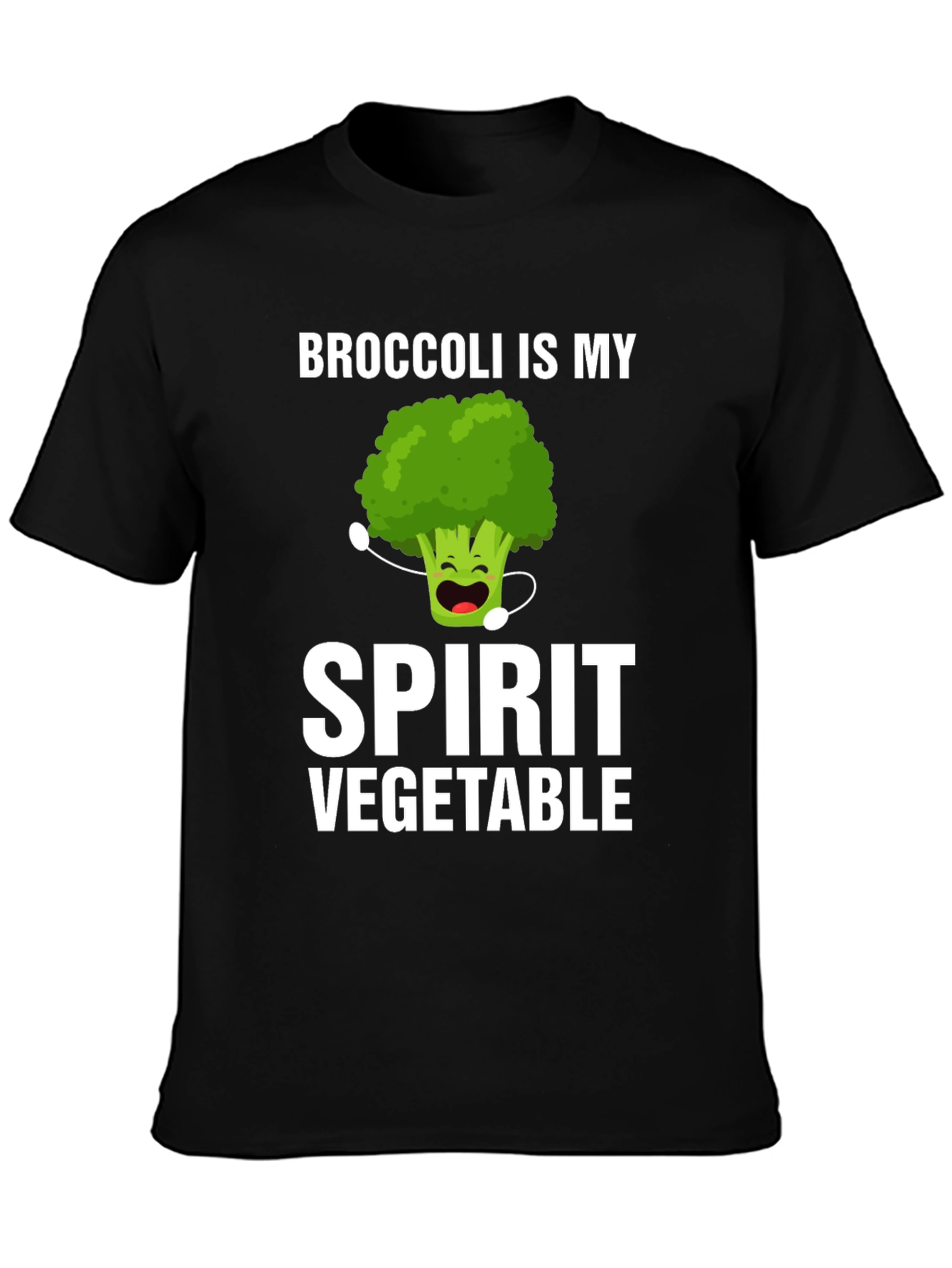 Black Broccoli Spirit Vegetable T-Shirt Funny Foodie Tee view 3