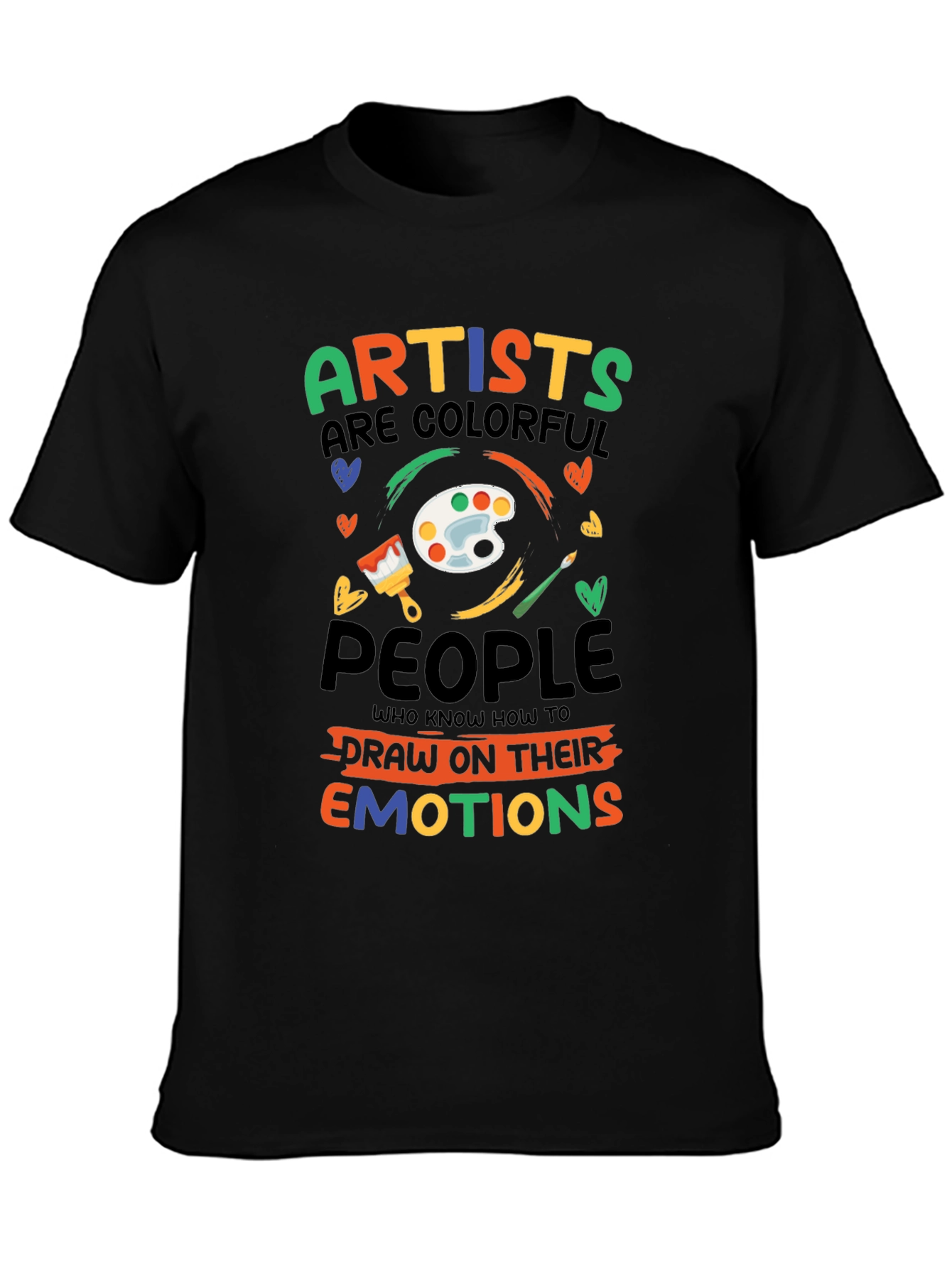 Black Colorful Artist T-Shirt: Draw Your Emotions view 3