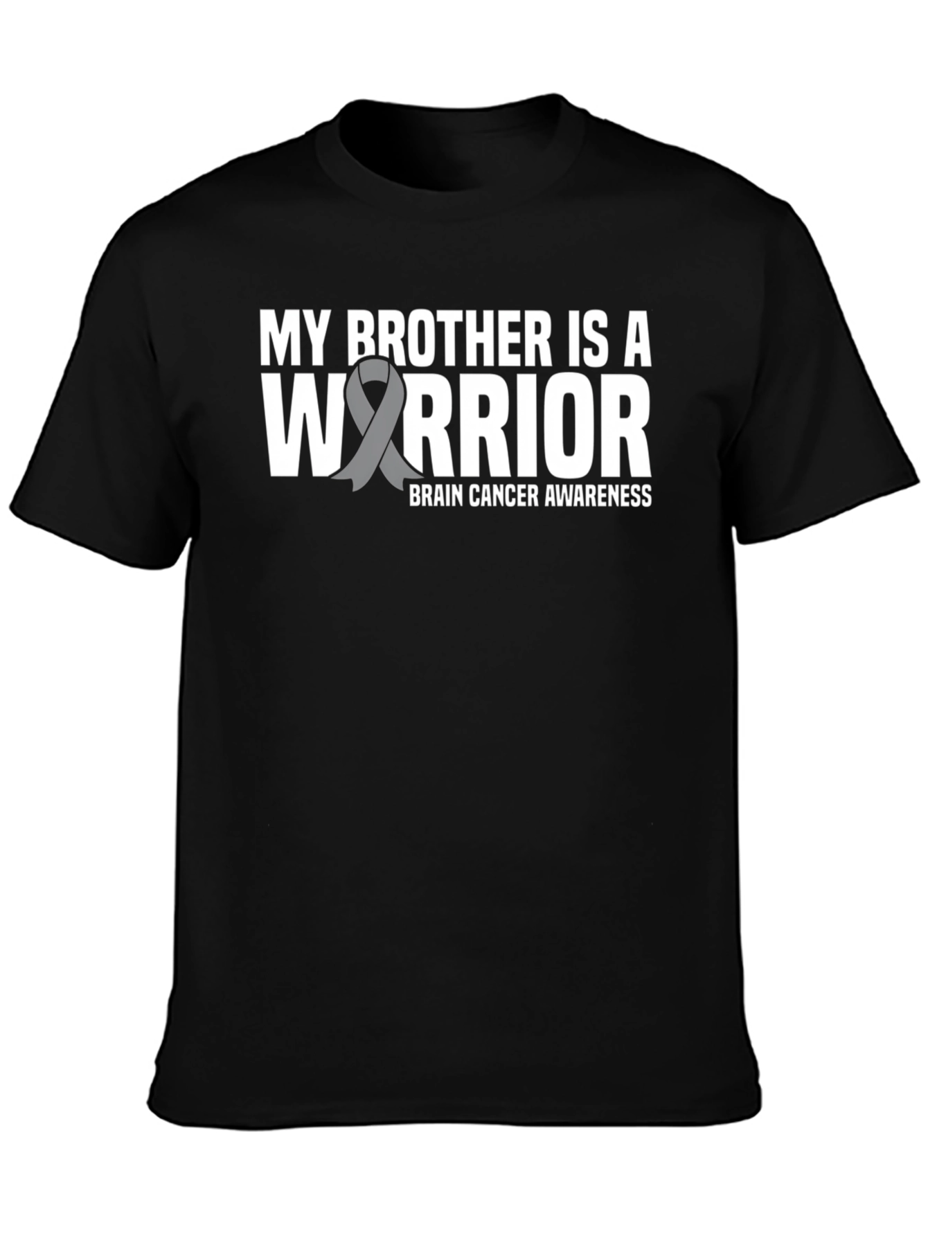 Black My Brother Is A Warrior Brain Cancer Awareness T-Shirt view 3