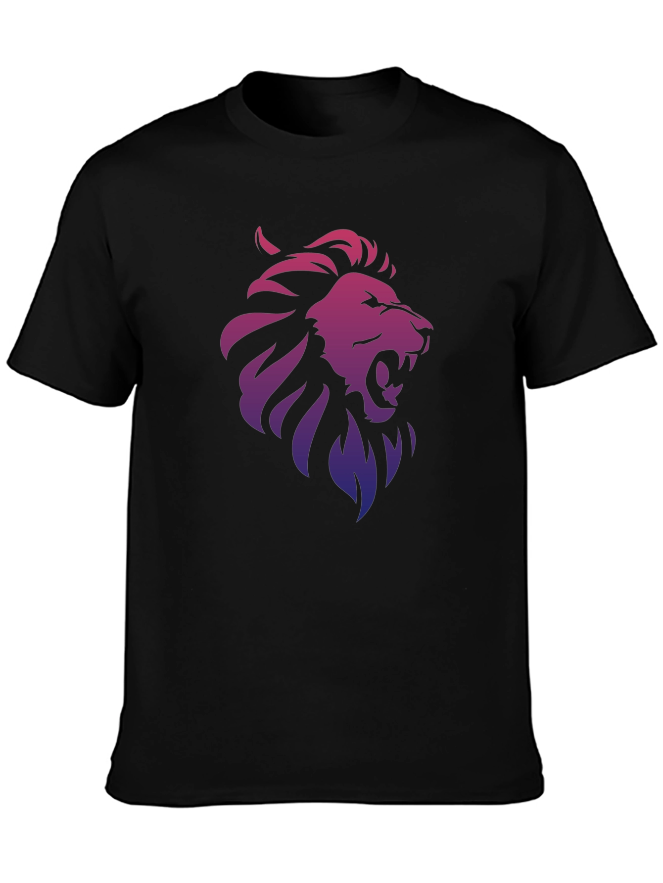 Black Lion Gradient Graphic Print Black T-Shirt view 3