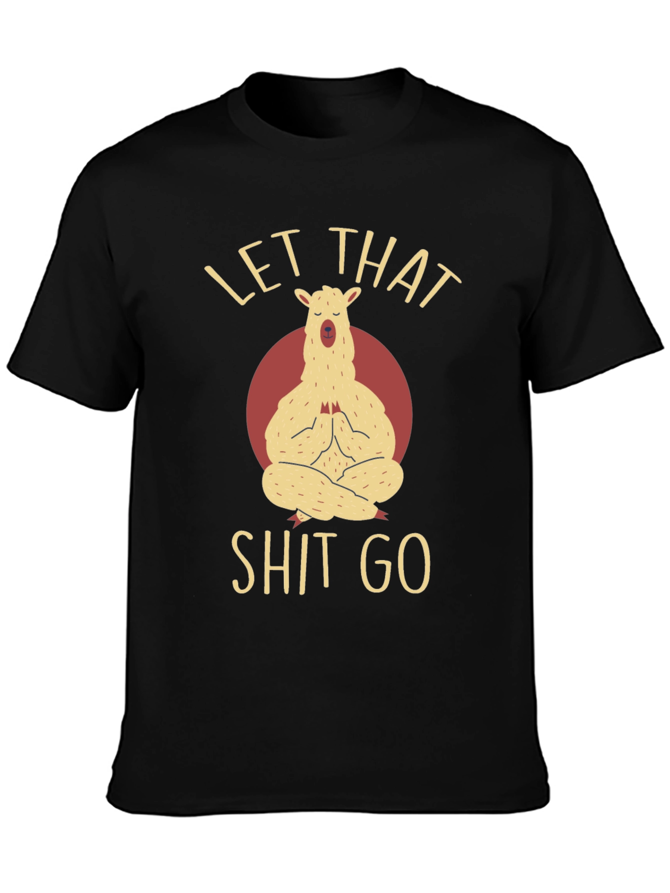 Black Llama Yoga T-Shirt - Let That Go Funny Graphic Tee view 3
