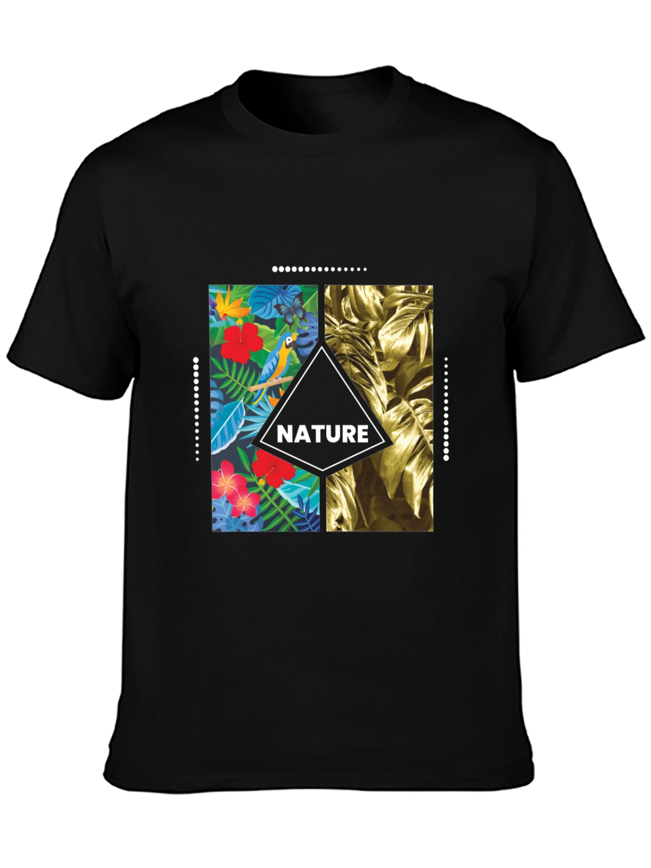 Black Nature T-Shirt - Tropical Graphic Tee for Men view 3