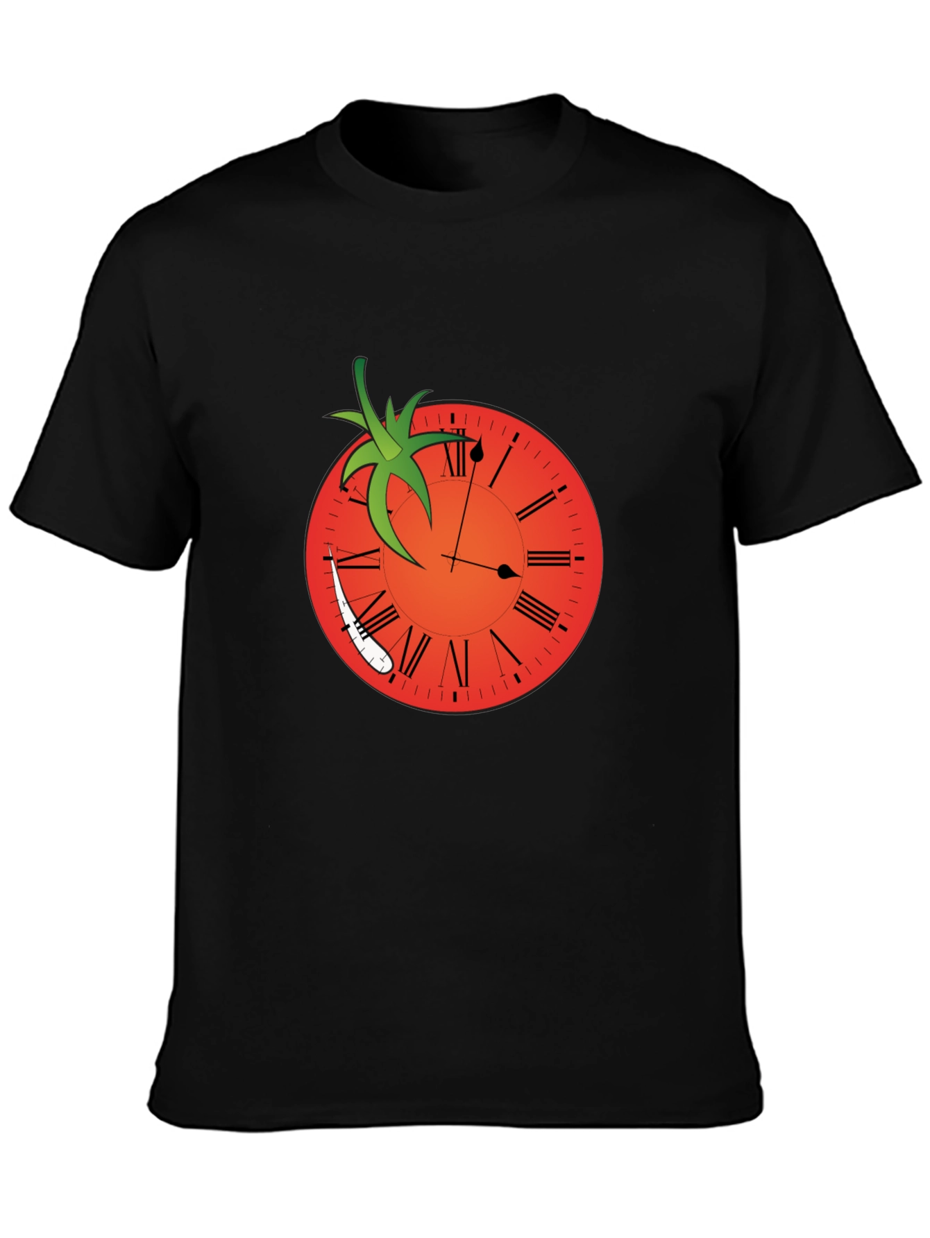 Black Tomato Clock Graphic Tee - Unique Design view 3