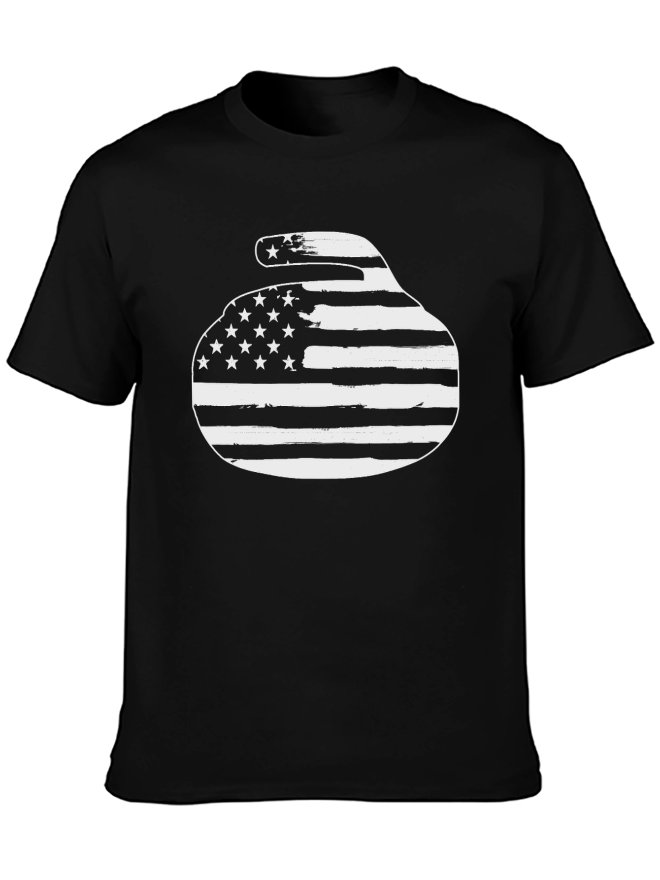 Black American Flag Curling Stone Graphic Tee view 3