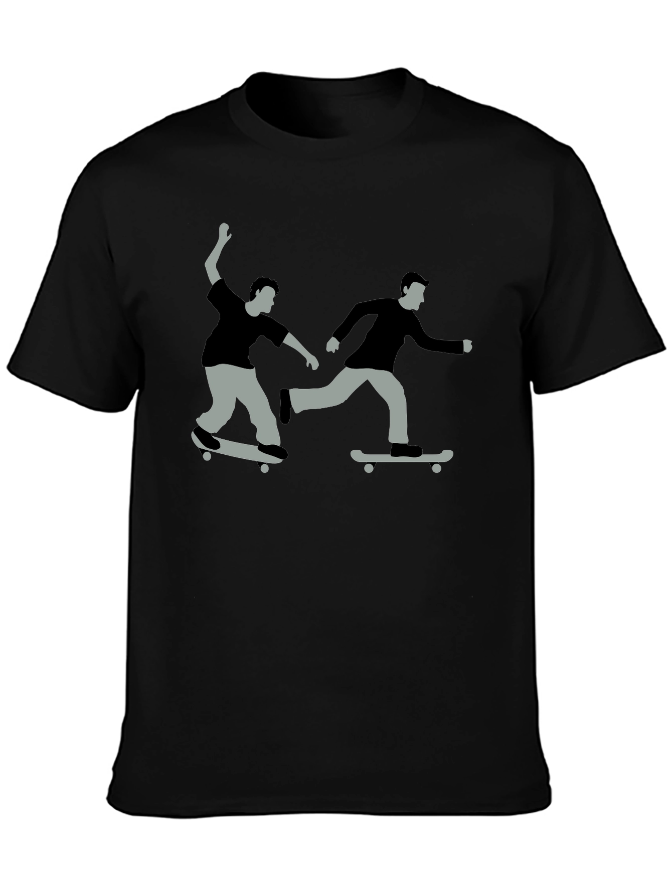 Black Skateboard Graphic Tee - Black Cotton T-Shirt view 3