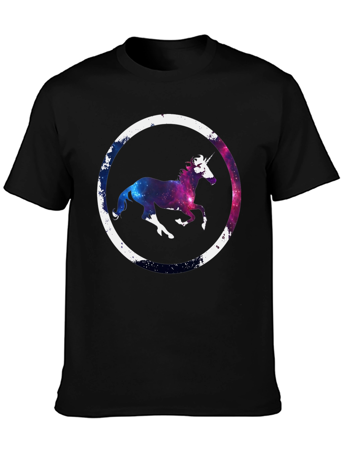 Black Galaxy Unicorn Graphic Tee - Black Cotton Blend view 3