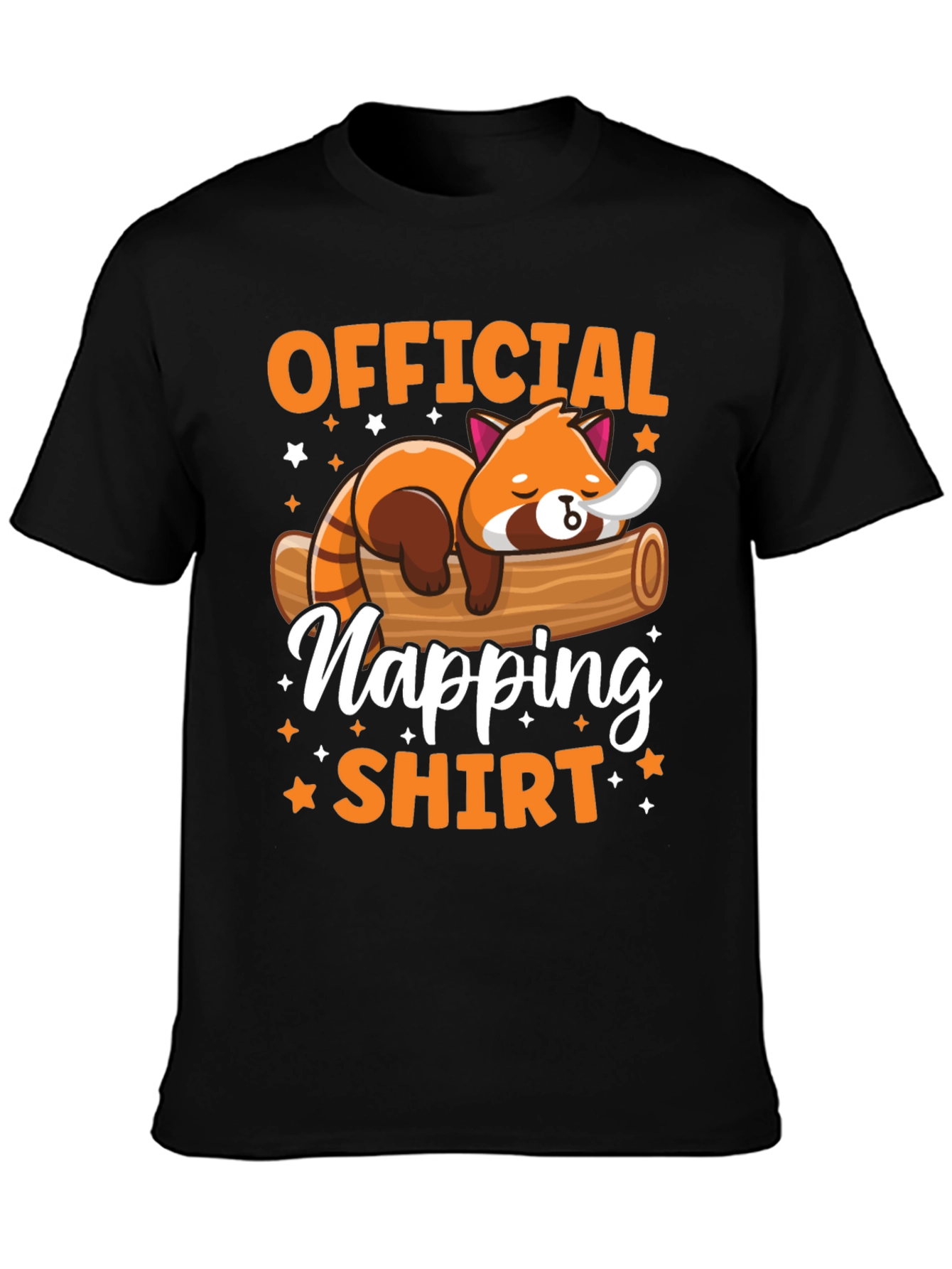 Black Official Napping Shirt - Red Panda Design view 3