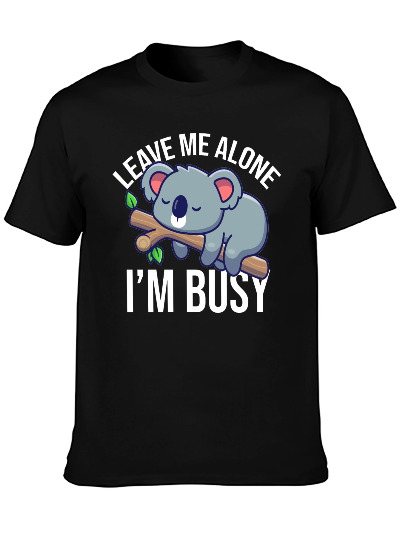 Black Leave Me Alone I'm Busy Koala Graphic T-Shirt view 3
