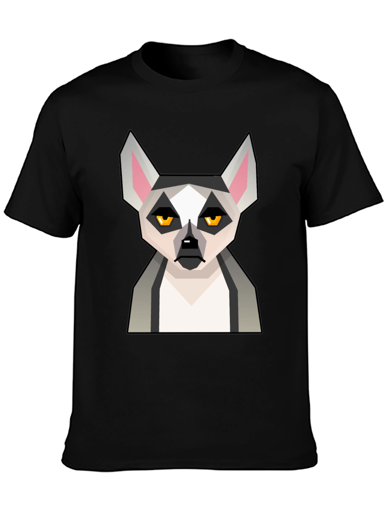 Black Geometric Lemur Graphic T-Shirt - Black view 3