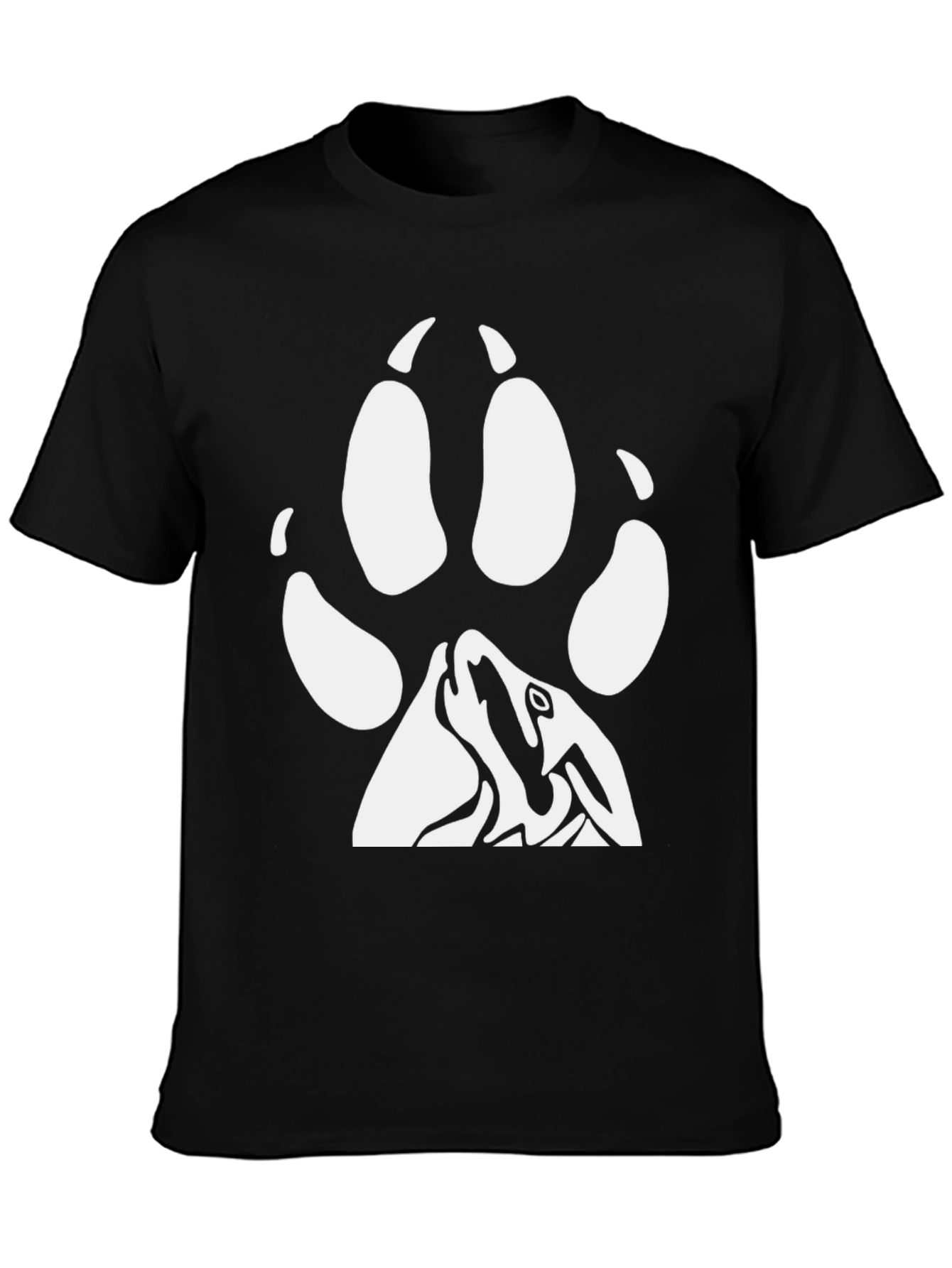 Black Black Wolf Paw Print Graphic Tee view 3