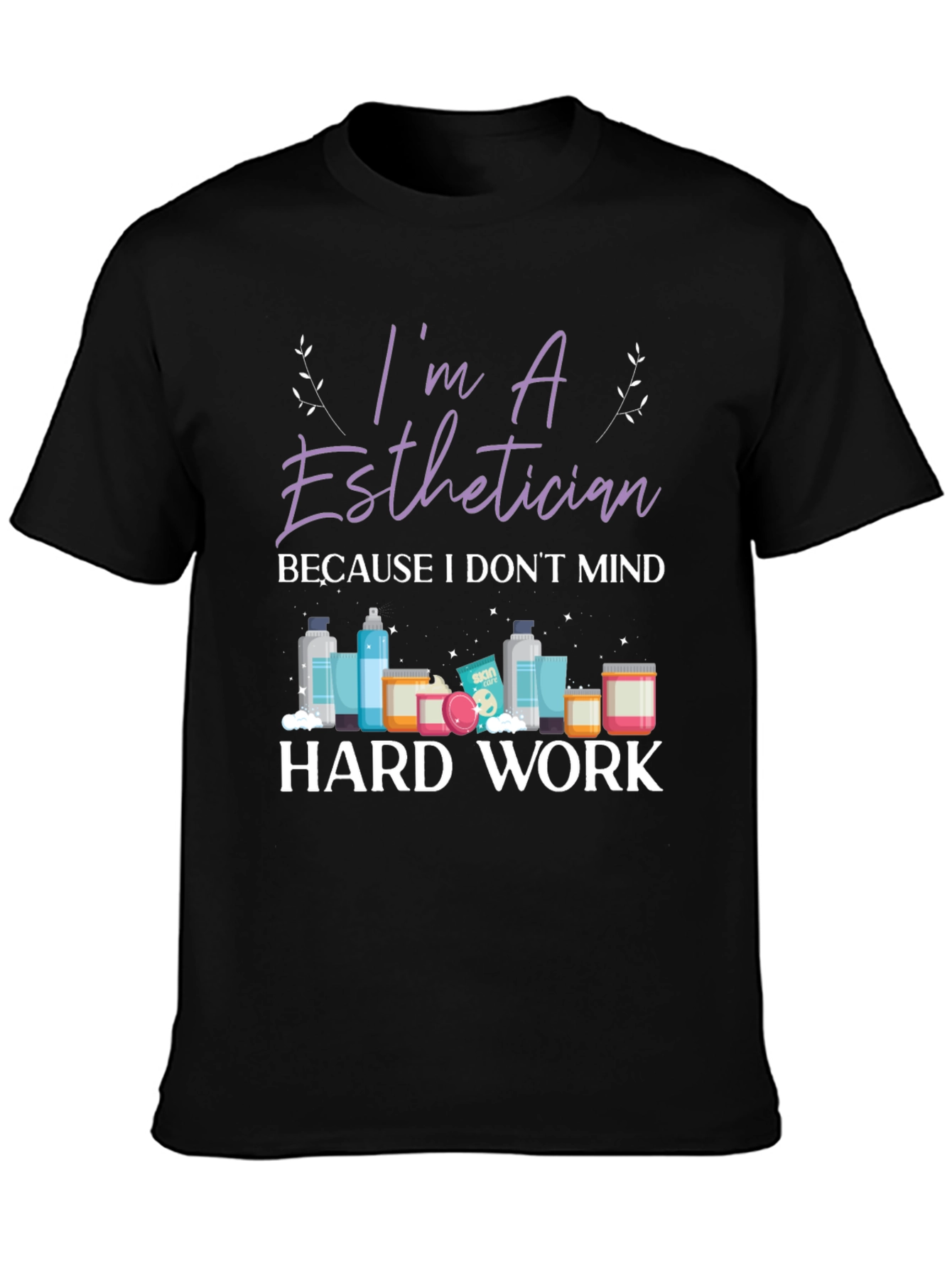 Black Esthetician Hard Work Graphic T-Shirt view 3