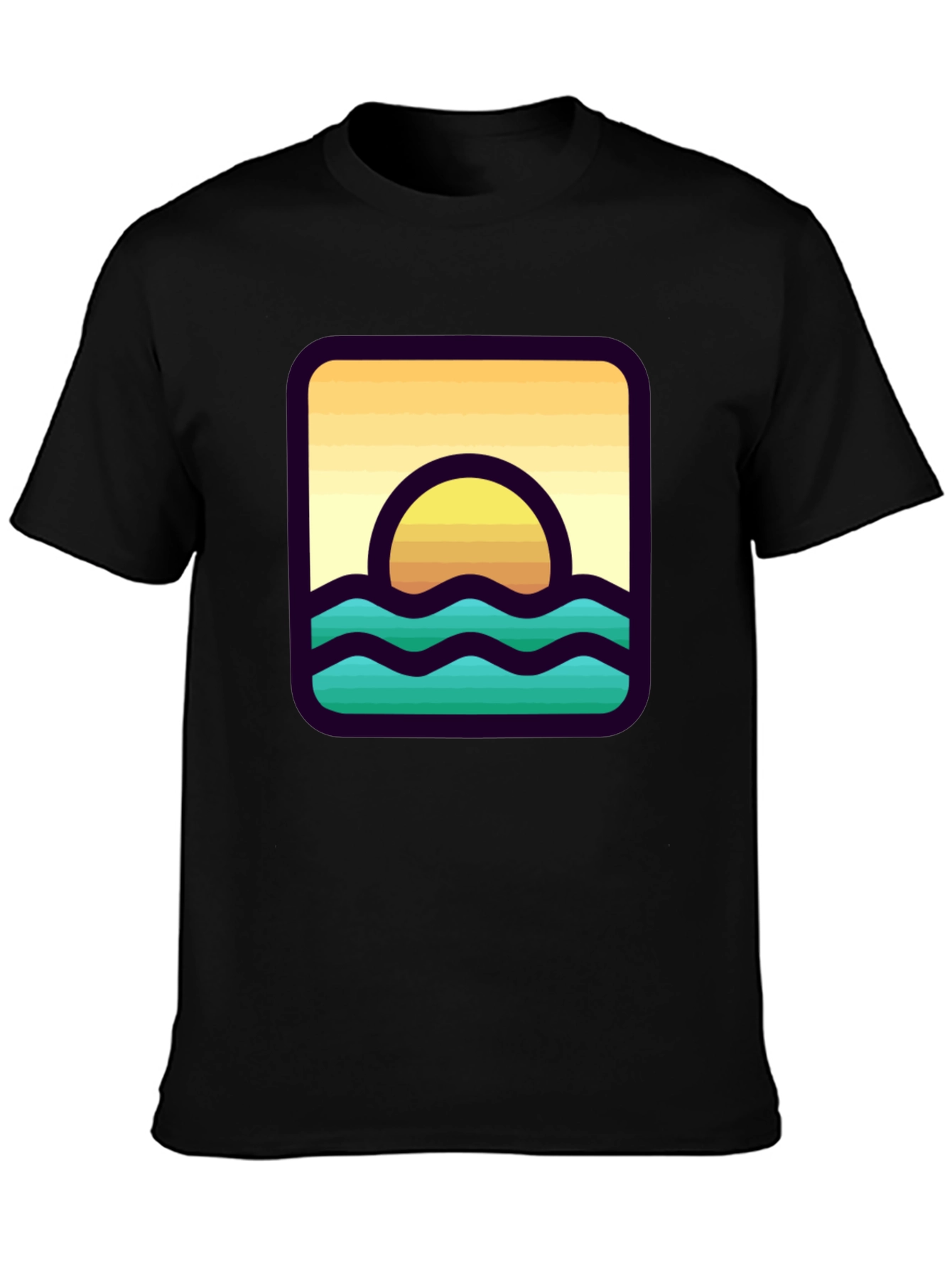 Black Sunset Waves Graphic T-Shirt view 3