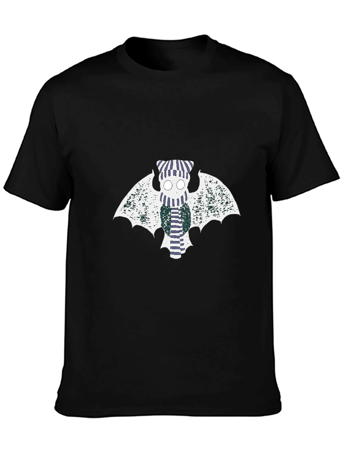 Black Striped Bat Graphic Tee - Black view 3
